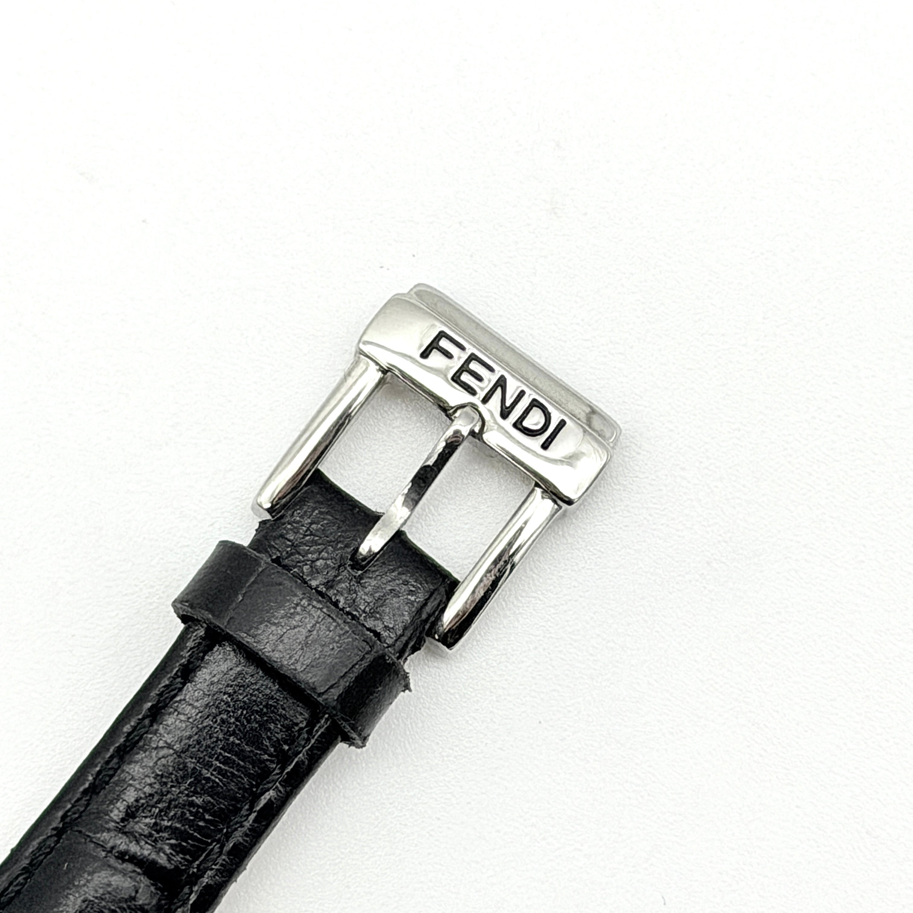 Fendi 210L Silver Dial Quartz Watch Black