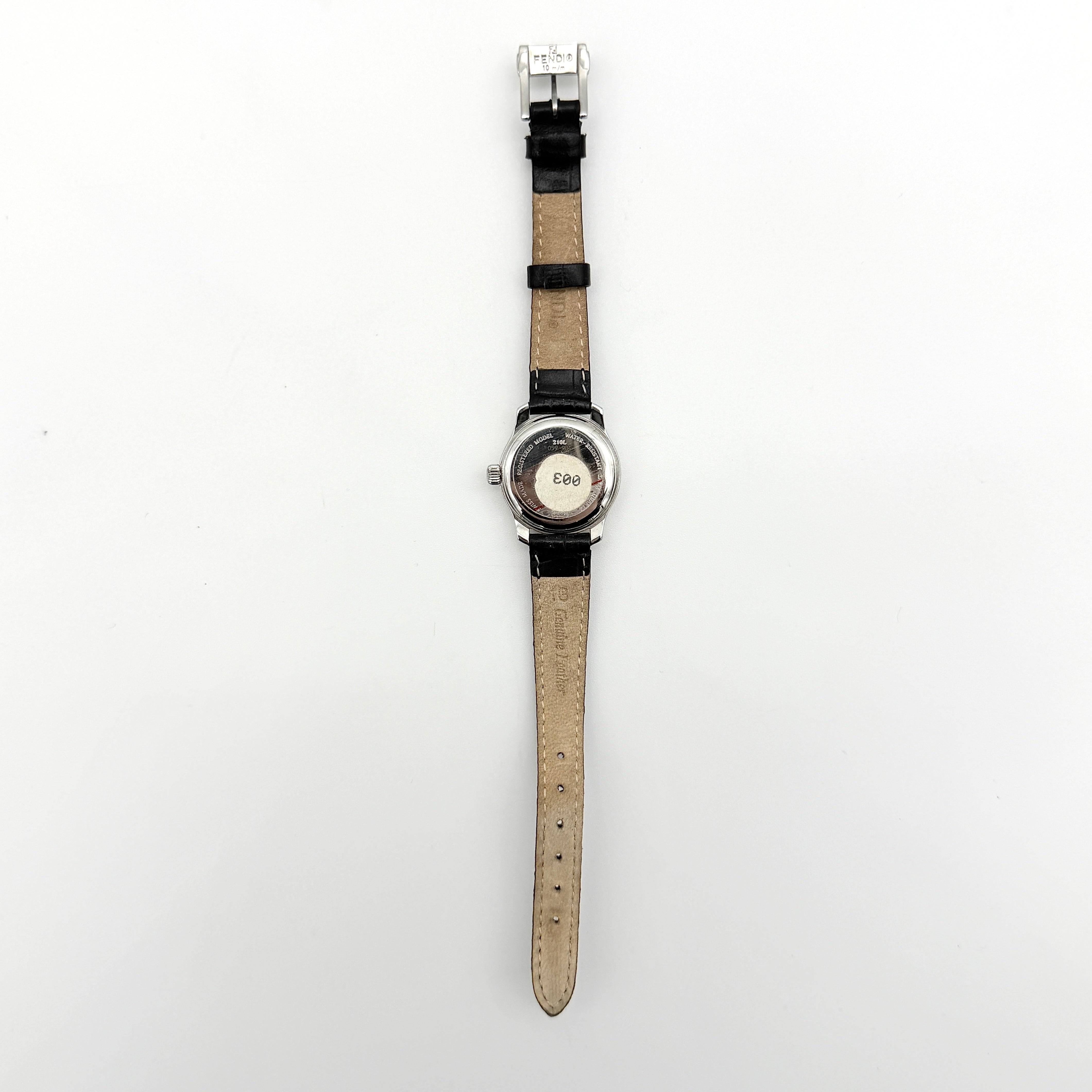 Fendi 210L Silver Dial Quartz Watch Black