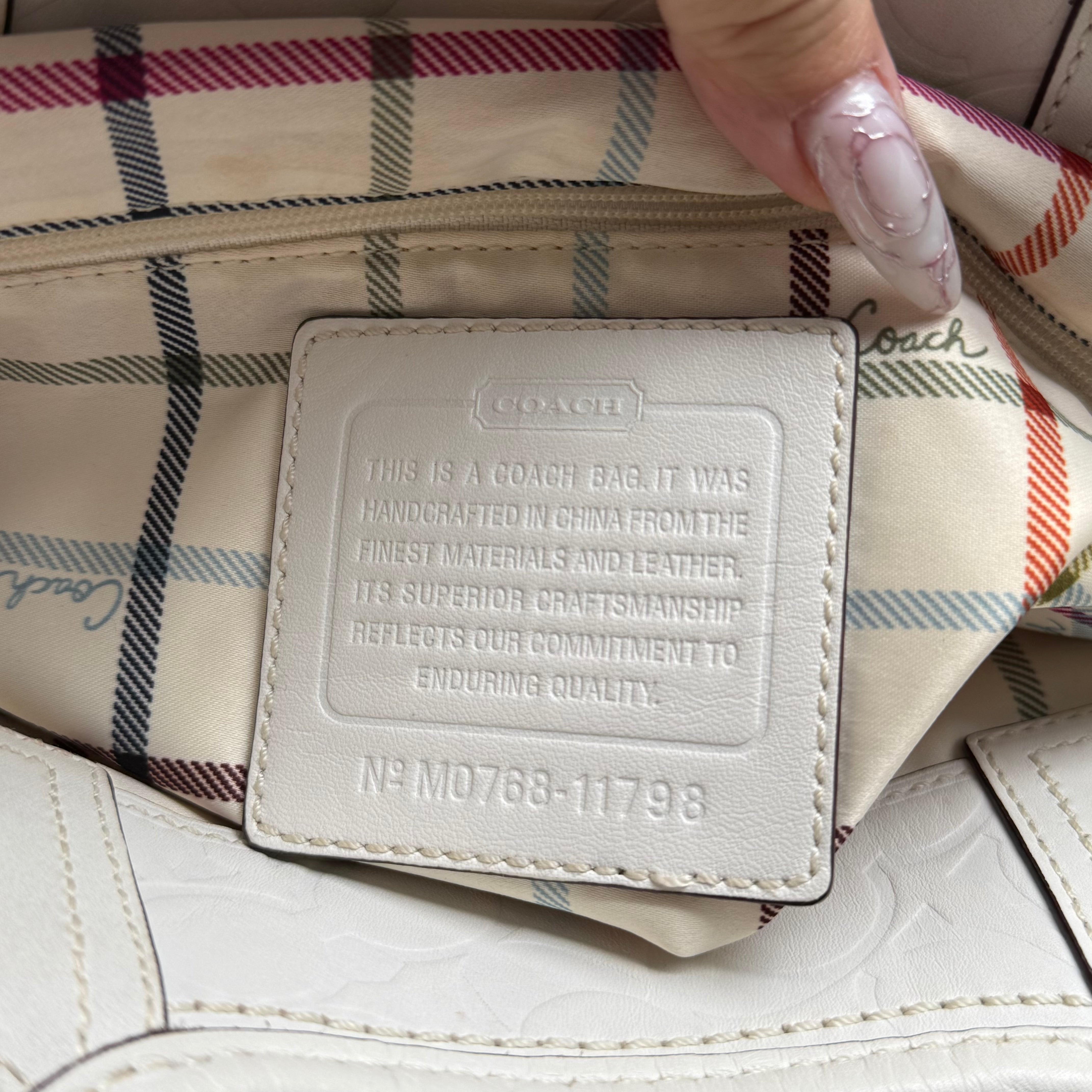 Coach Bleecker Straw Tote Bag Tan/White