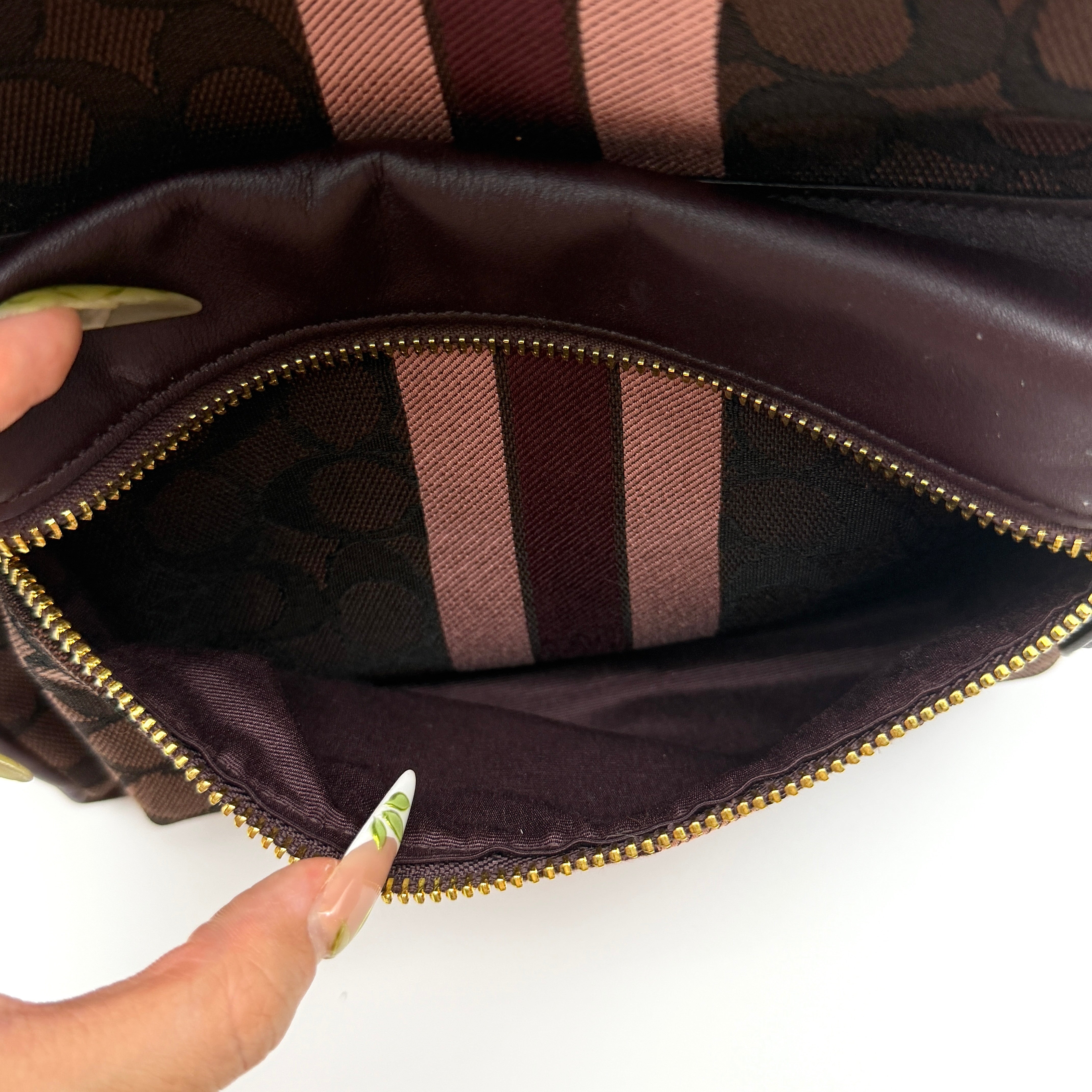 Coach Signature Charlie Stripe Backpack Brown/Pink