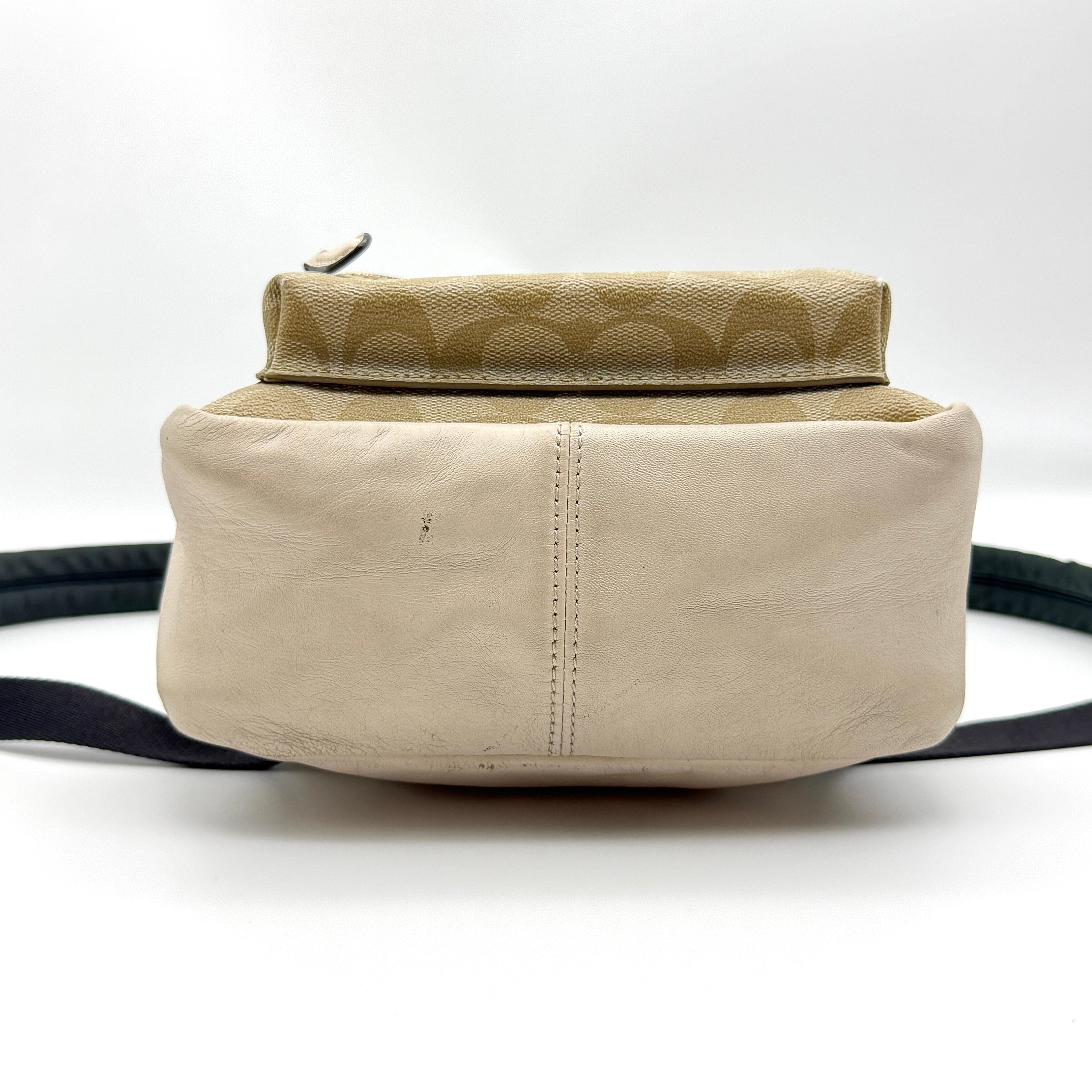 Coach Signature Mini Charlie Backpack Beige/White