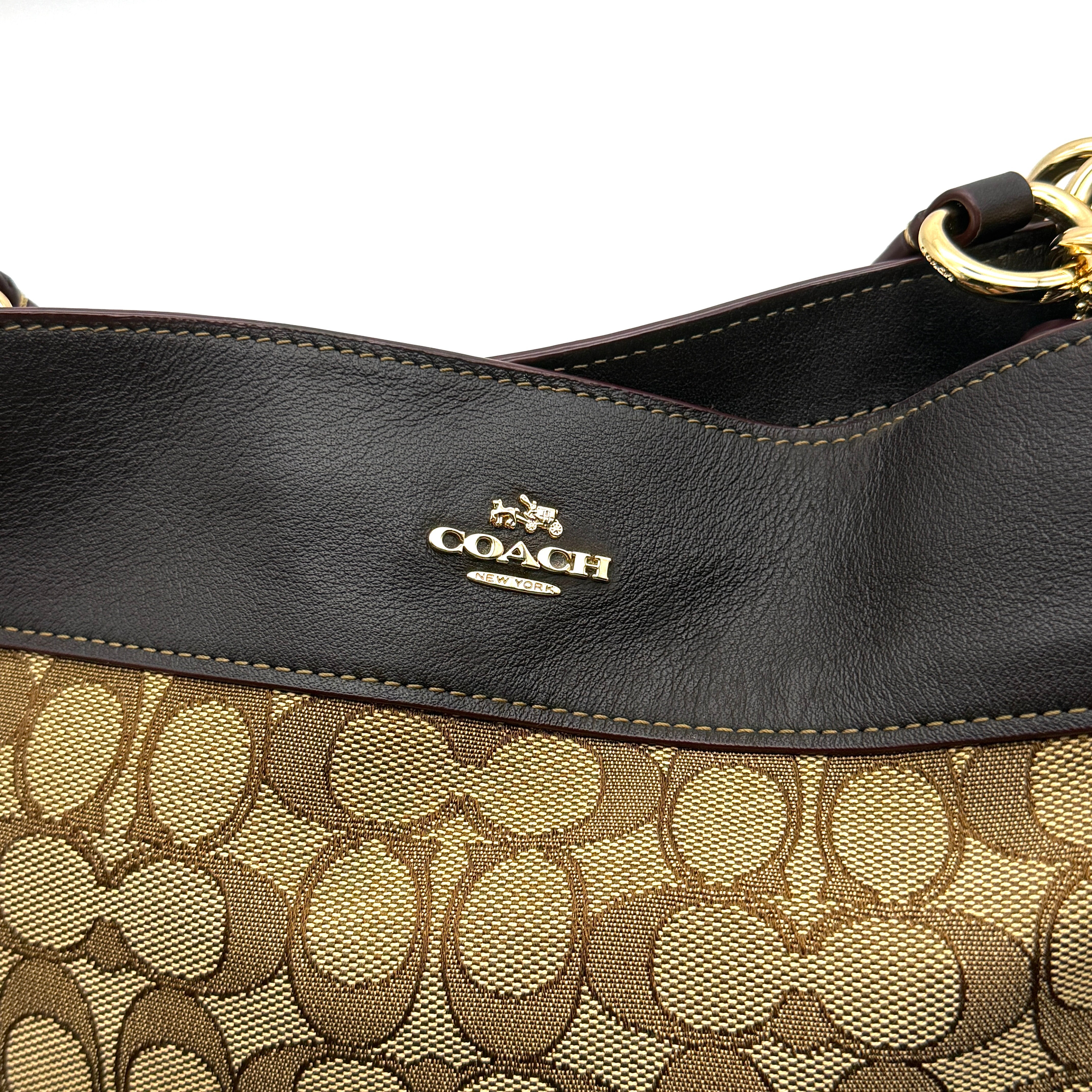 Coach Signature Lexy Canvas Shoulder Bag Beige/Brown