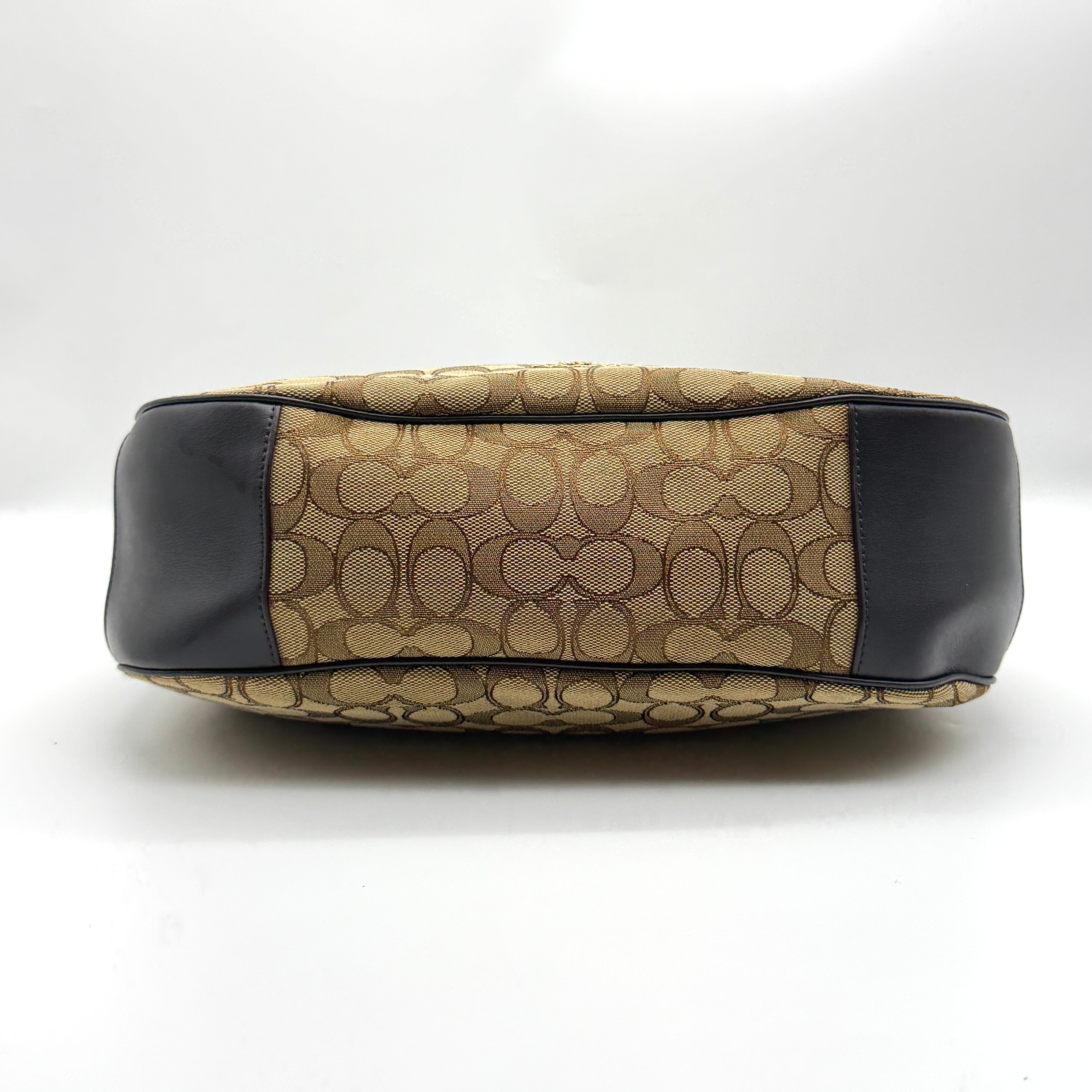 Coach Signature Hobo Canvas Shoulder Bag Beige/Brown