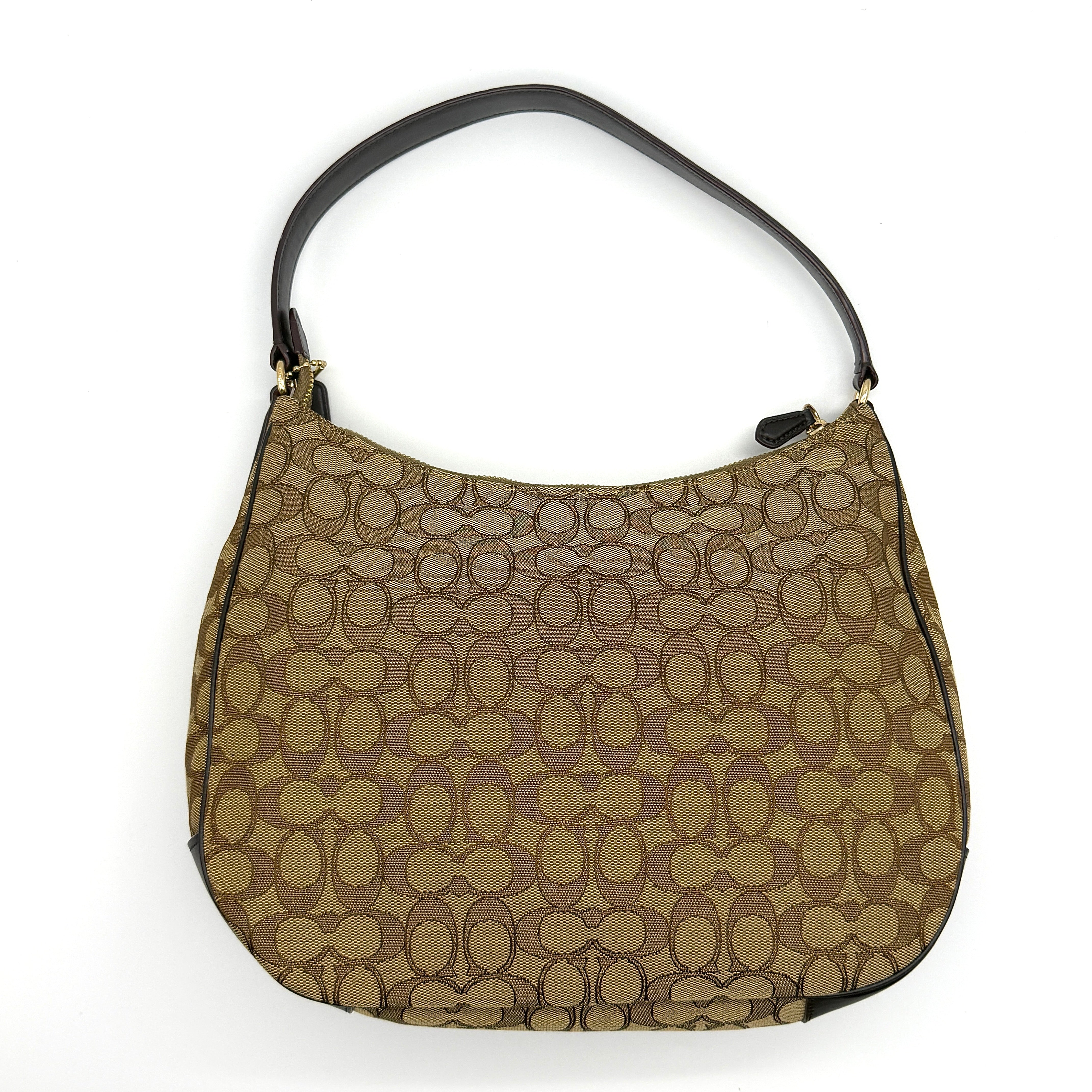 Coach Signature Hobo Canvas Shoulder Bag Beige/Brown