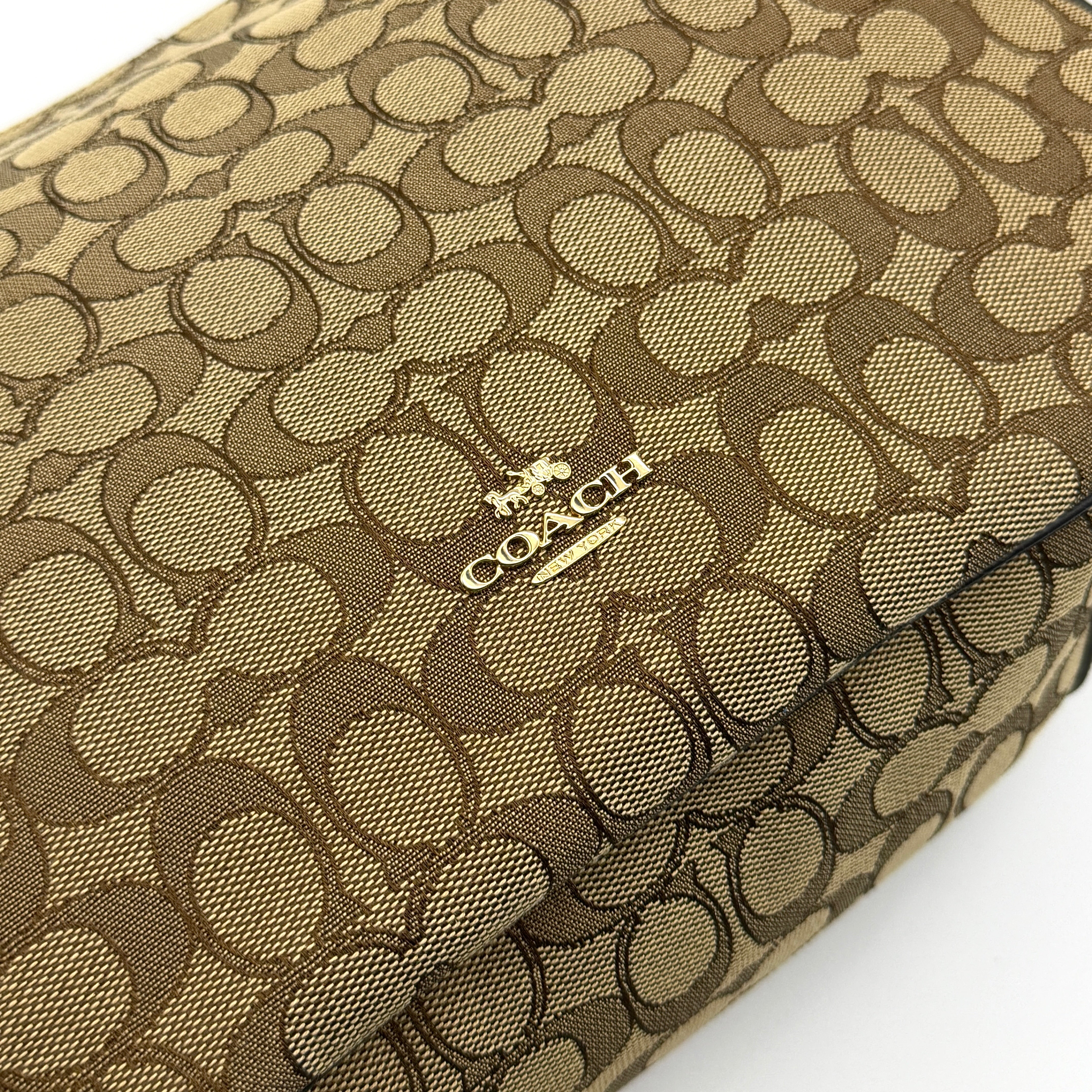 Coach Signature Hobo Canvas Shoulder Bag Beige/Brown