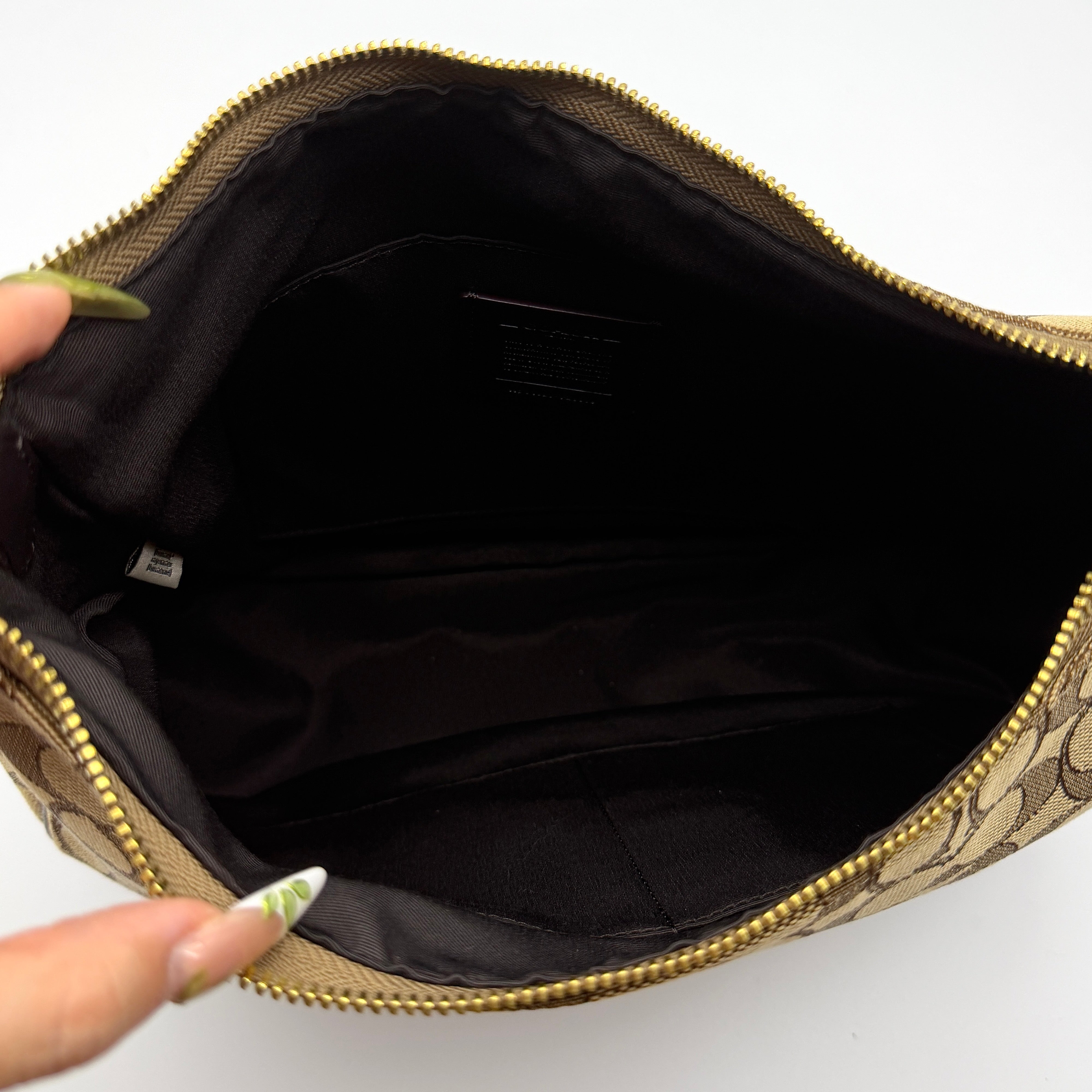 Coach Signature Hobo Canvas Shoulder Bag Beige/Brown