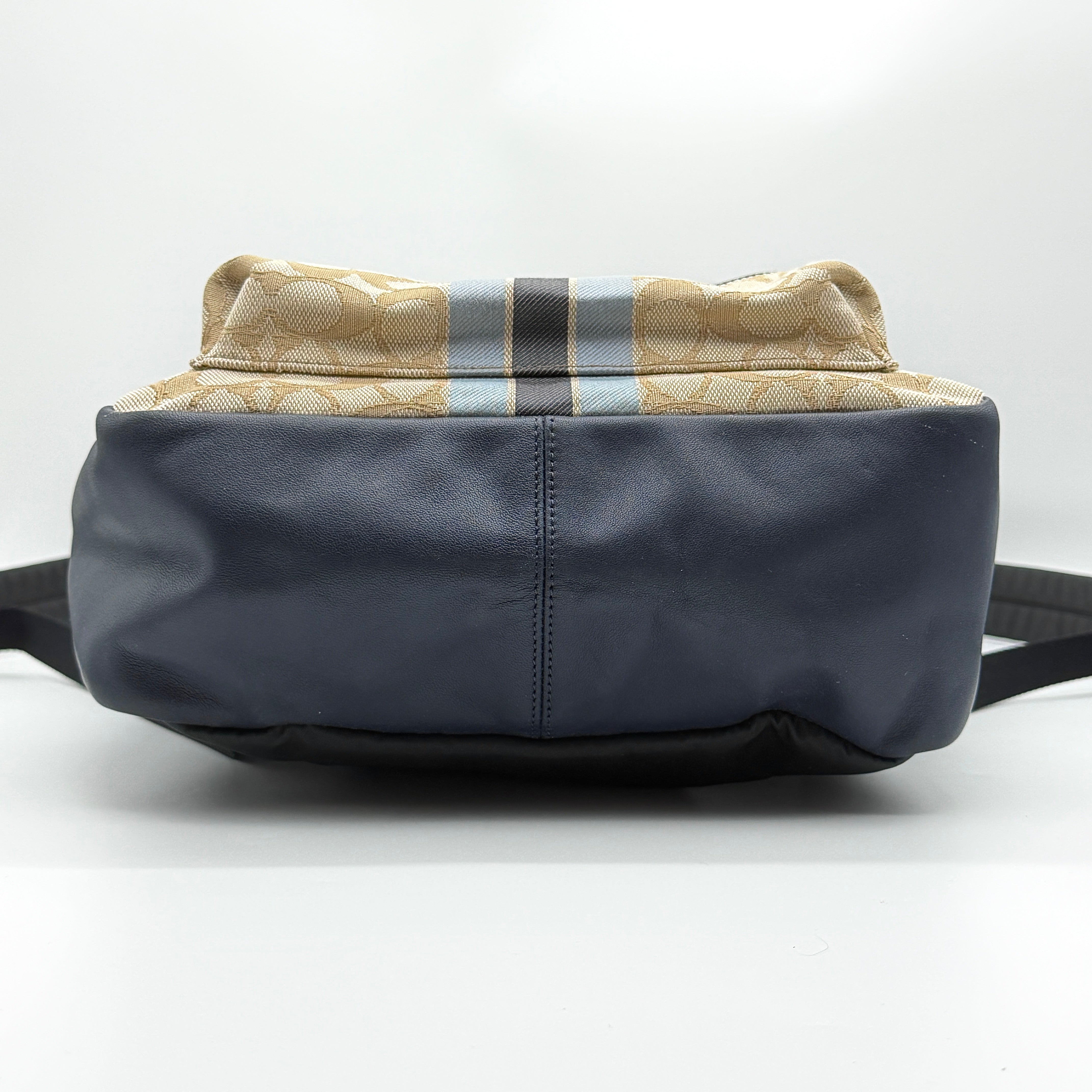 Coach Signature Charlie Stripe Backpack Beige/Navy