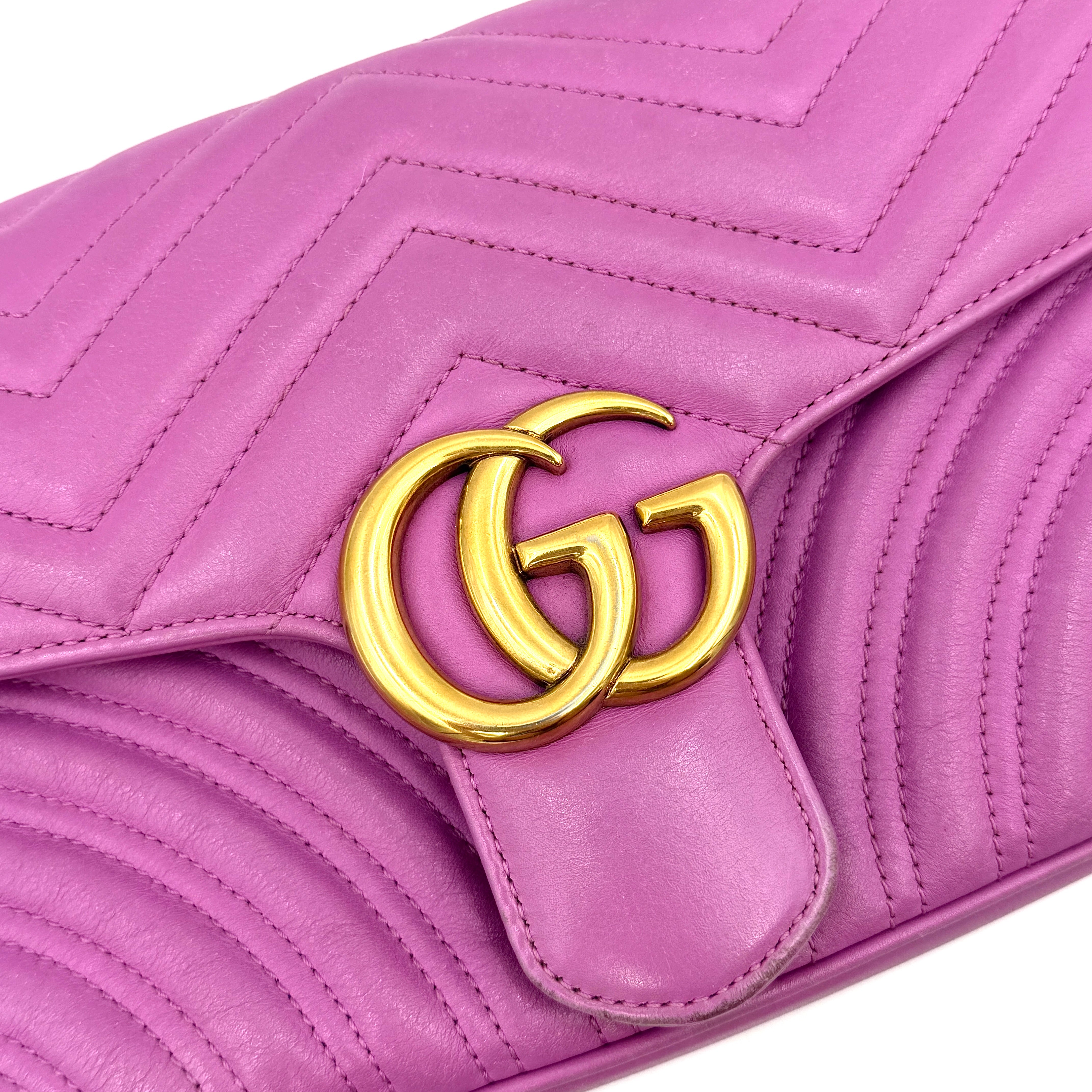 Gucci GG Marmont Matelasse Leather Shoulder Bag Pink