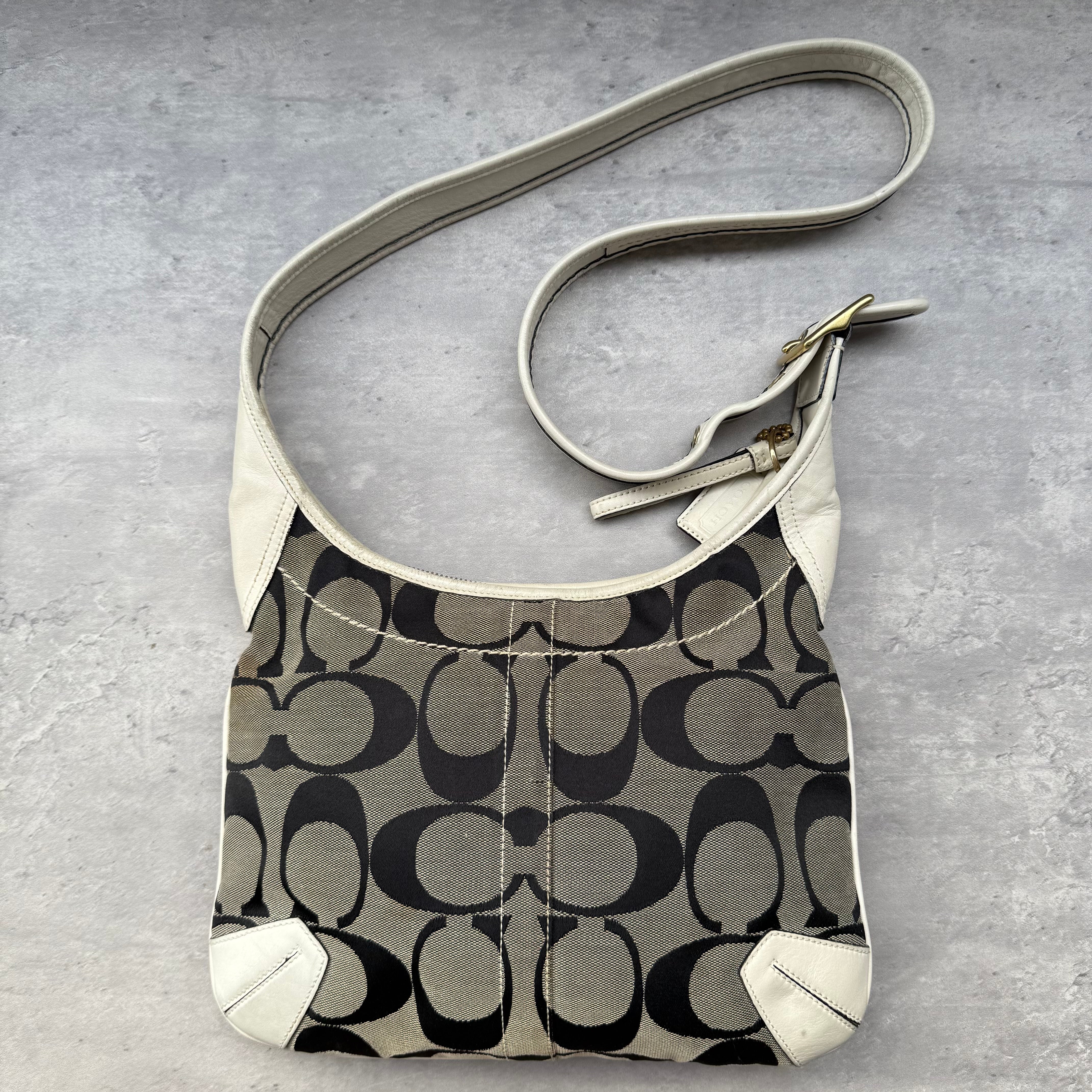 Coach Signature Canvas Hobo Crossbody Grey/White