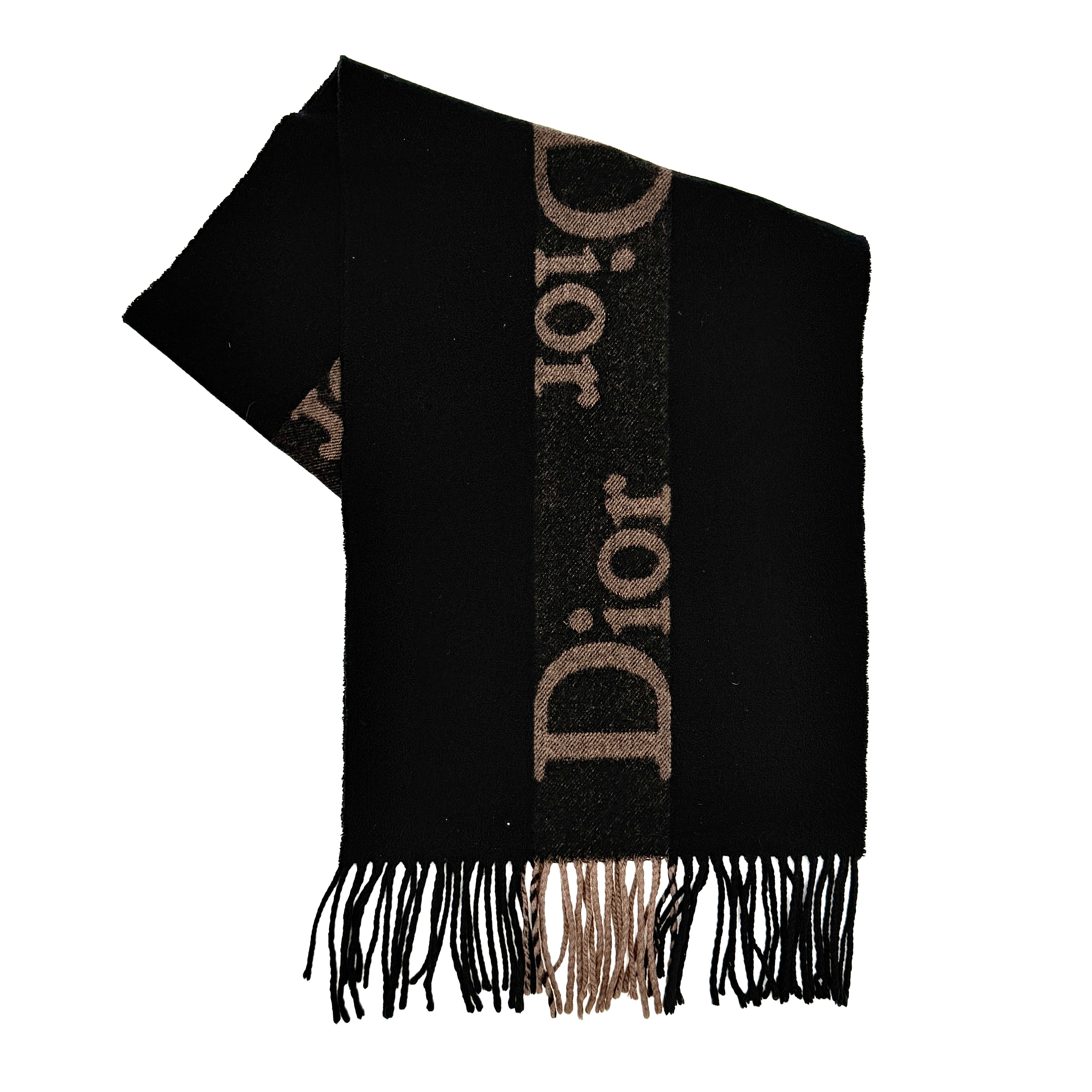 Dior Spell Out Logo Scarf Black/Brown
