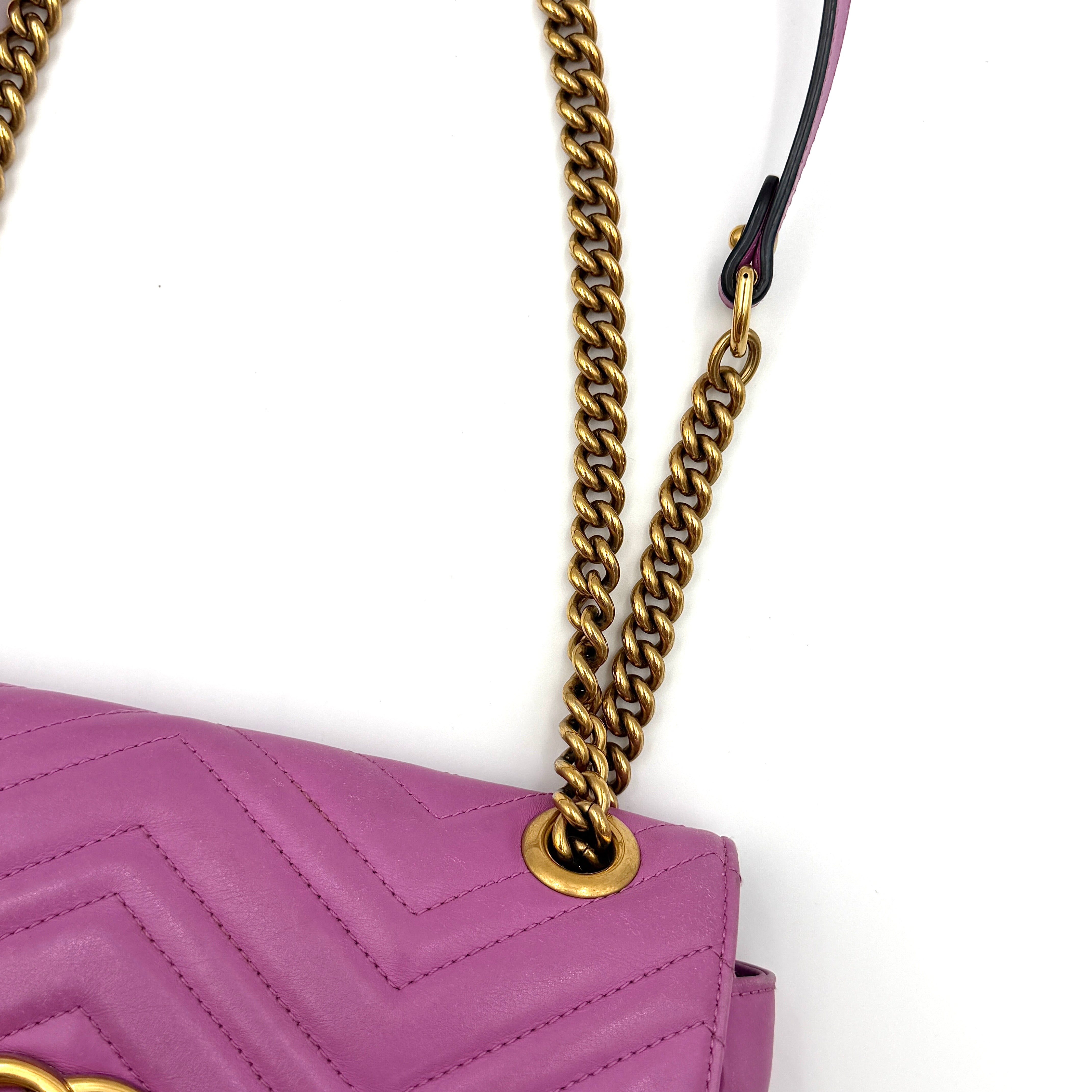Gucci GG Marmont Matelasse Leather Shoulder Bag Pink