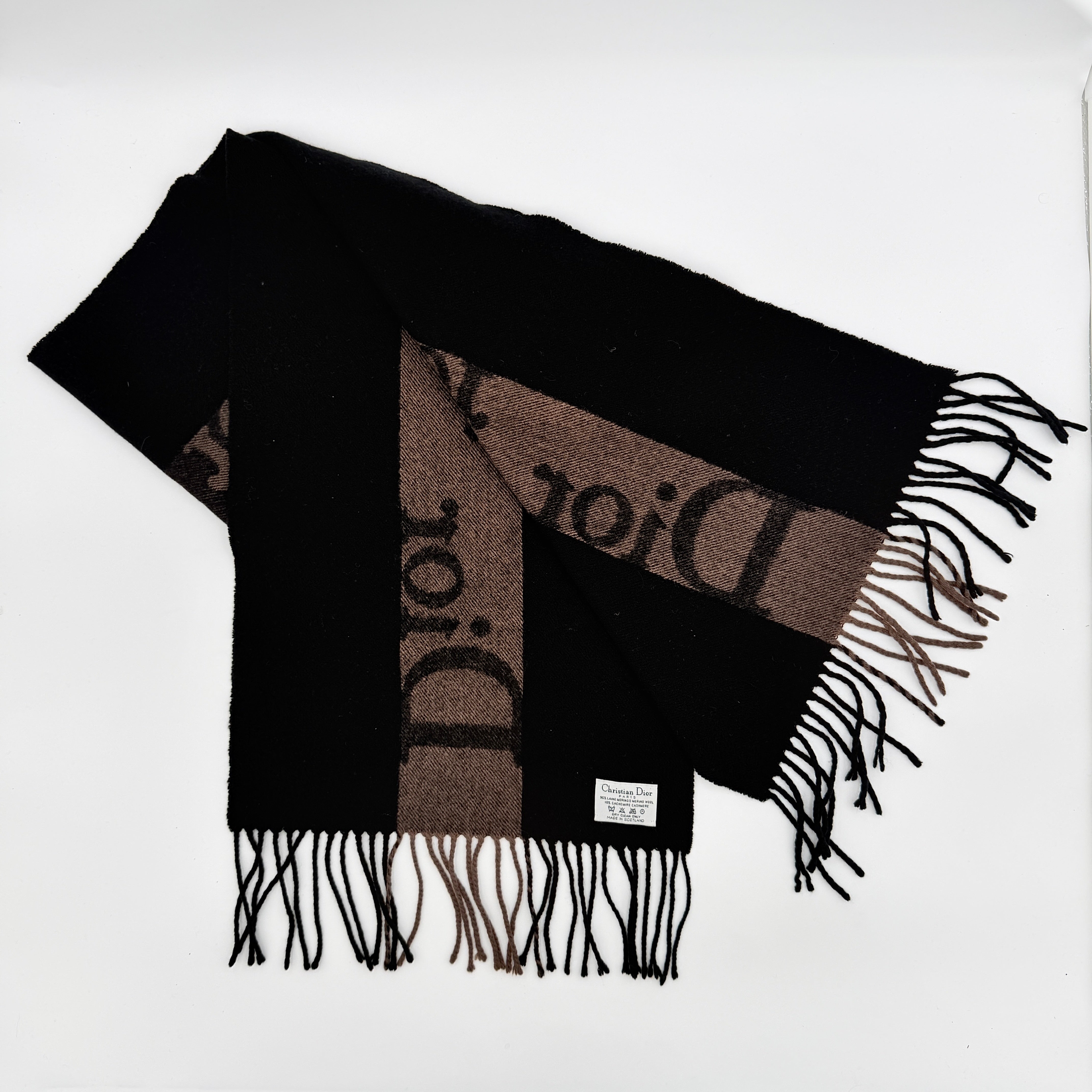 Dior Spell Out Logo Scarf Black/Brown