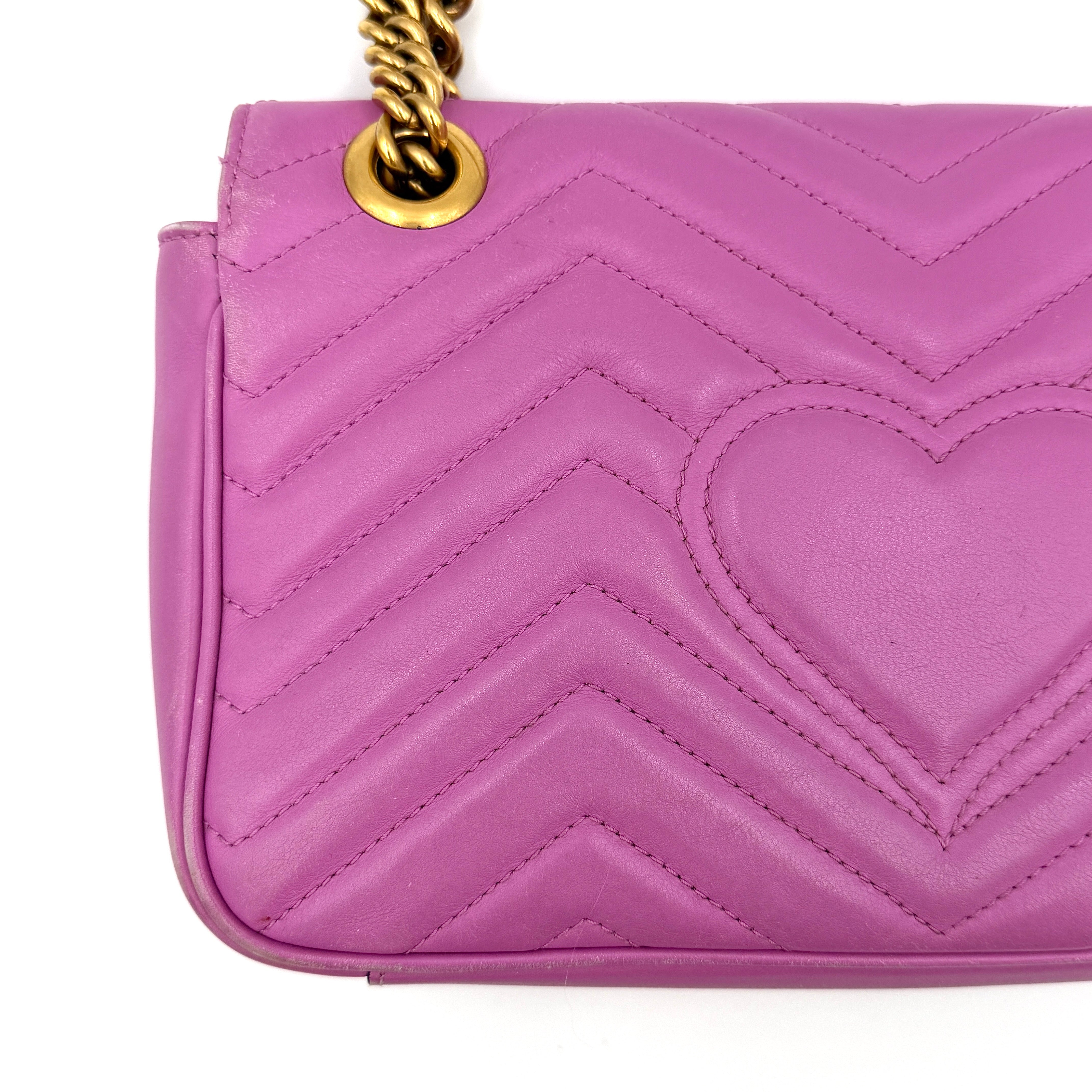 Gucci GG Marmont Matelasse Leather Shoulder Bag Pink