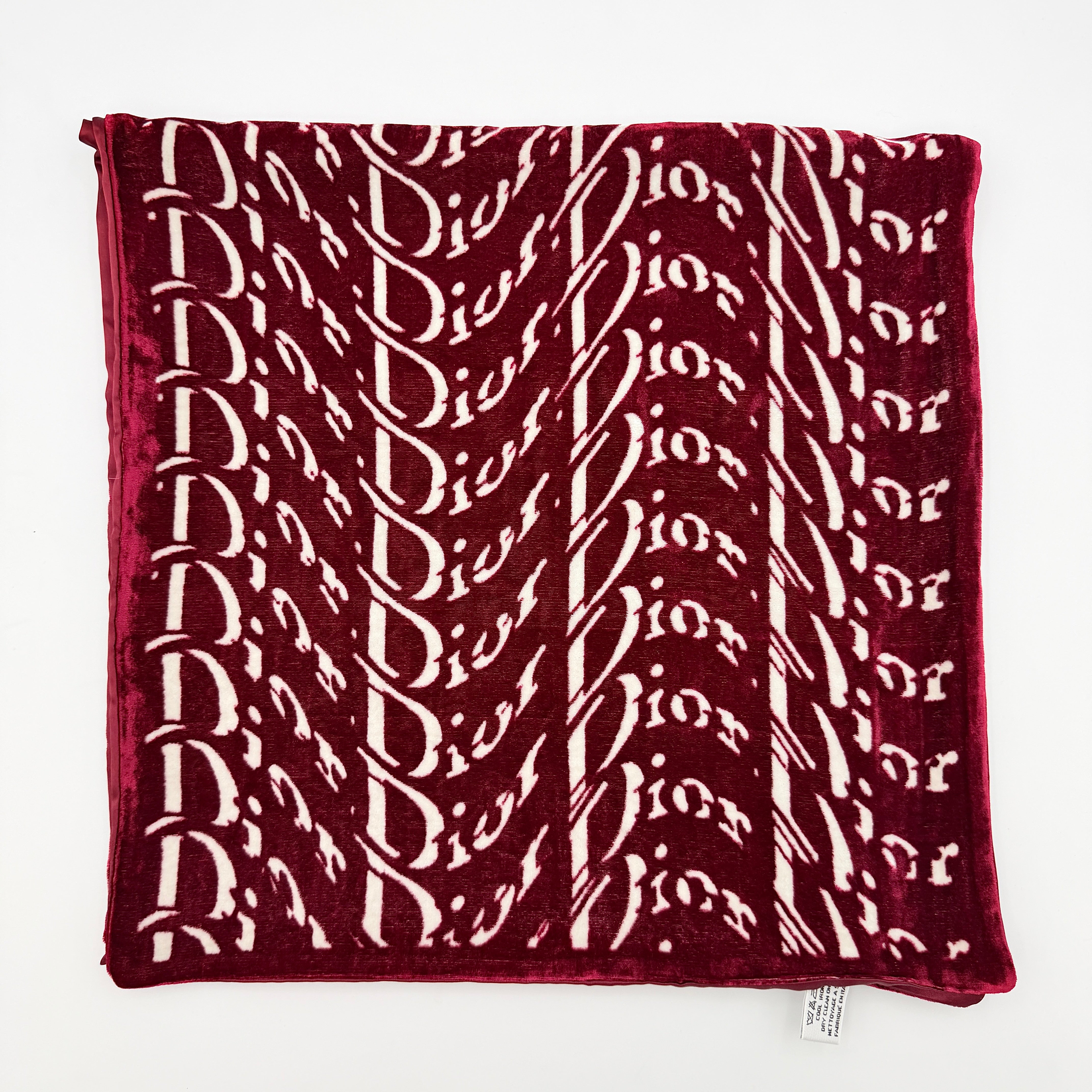 Dior Logo Velour Stole Scarf Red/White
