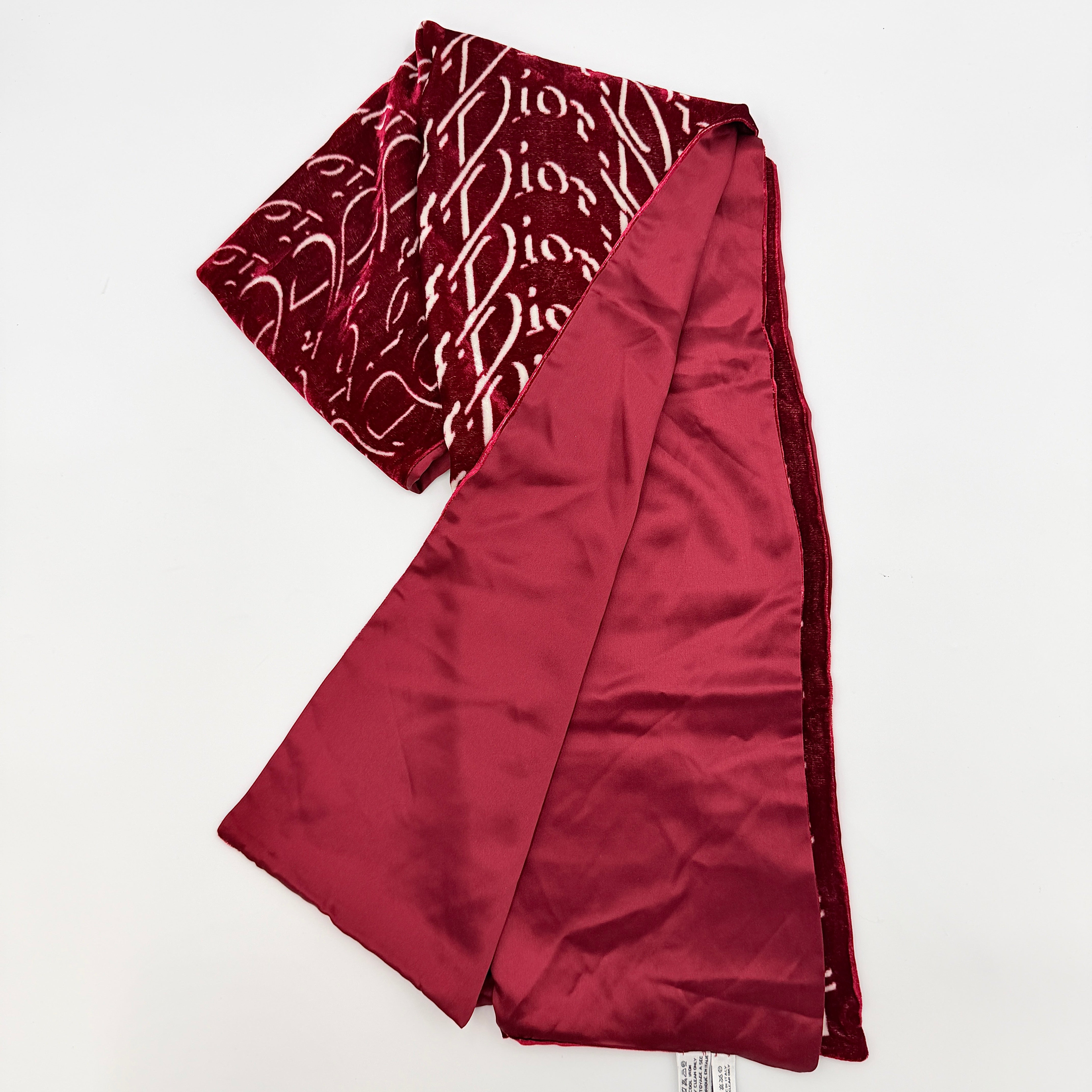 Dior Logo Velour Stole Scarf Red/White