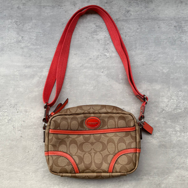 Coach Signature Crossbody Messenger Bag Beige/Orange