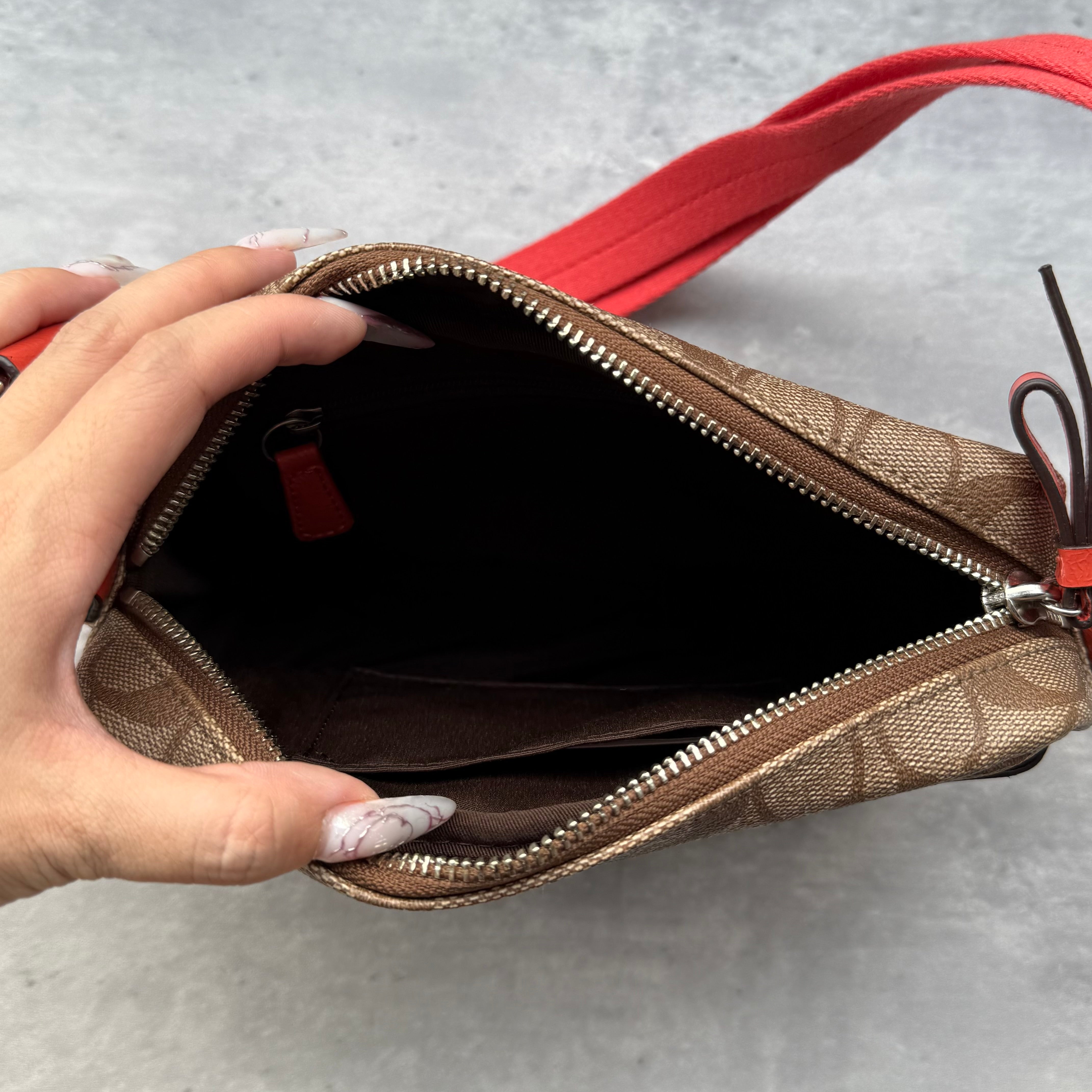 Coach Signature Crossbody Messenger Bag Beige/Orange