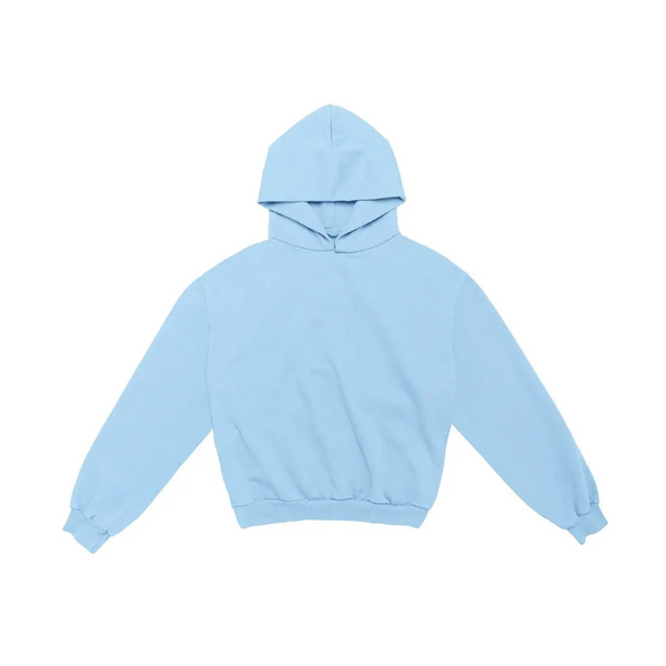 Kanye West & Drake Free Hoover Hoodie in Light Blue, oversized fit with white "FREE HOOVER" back print and clean front design