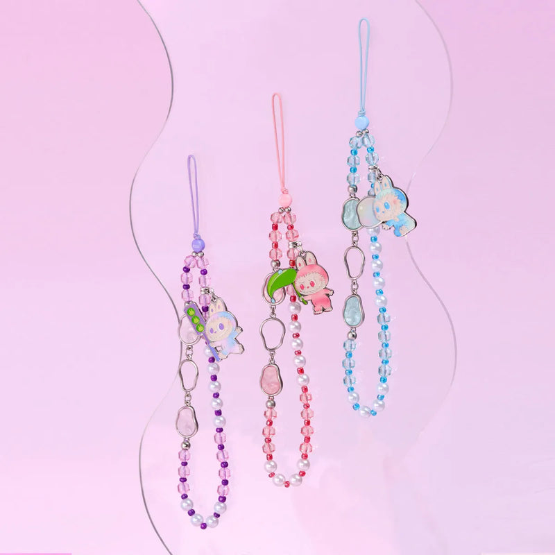 POP MART Labubu Big into Energy Series Phone Charm with beaded strap and enamel Labubu figure