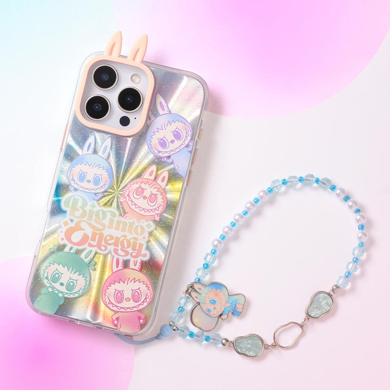 POP MART Labubu Big into Energy Series Phone Charm with beaded strap and enamel Labubu figure