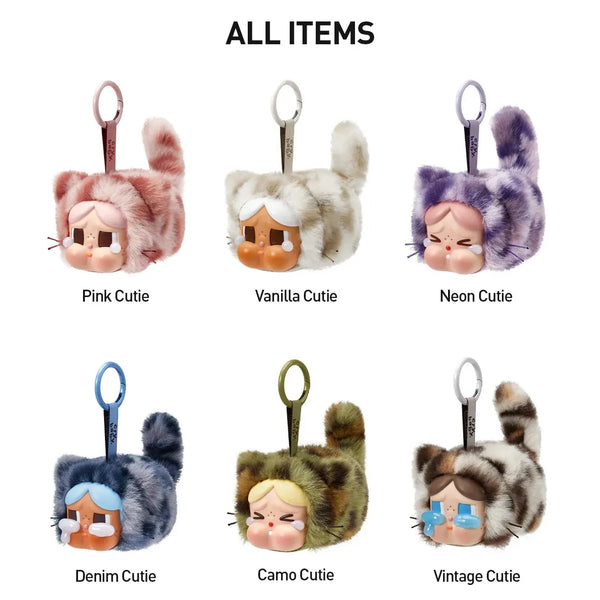 POP MART Crybaby Wild but Cutie Series Vinyl Plush Pendant Blind Box, featuring animal-costumed vinyl plush keychains in various colors with signature Crybaby faces.