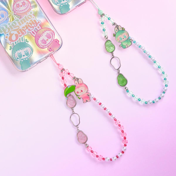 POP MART Labubu Big into Energy Series Phone Charm with beaded strap and enamel Labubu figure