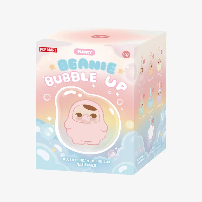 POP MART PUCKY Beanie Bubble Up Plush Pendants, sealed blind boxes with pastel bubble-themed collectible plush keychains