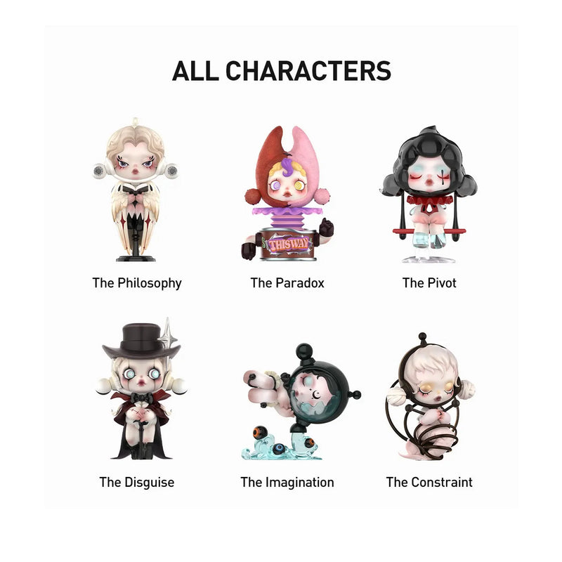 POP MART SKULLPANDA Image of Reality Series blind box figures – surreal vinyl art toys featuring abstract designs and emotional themes