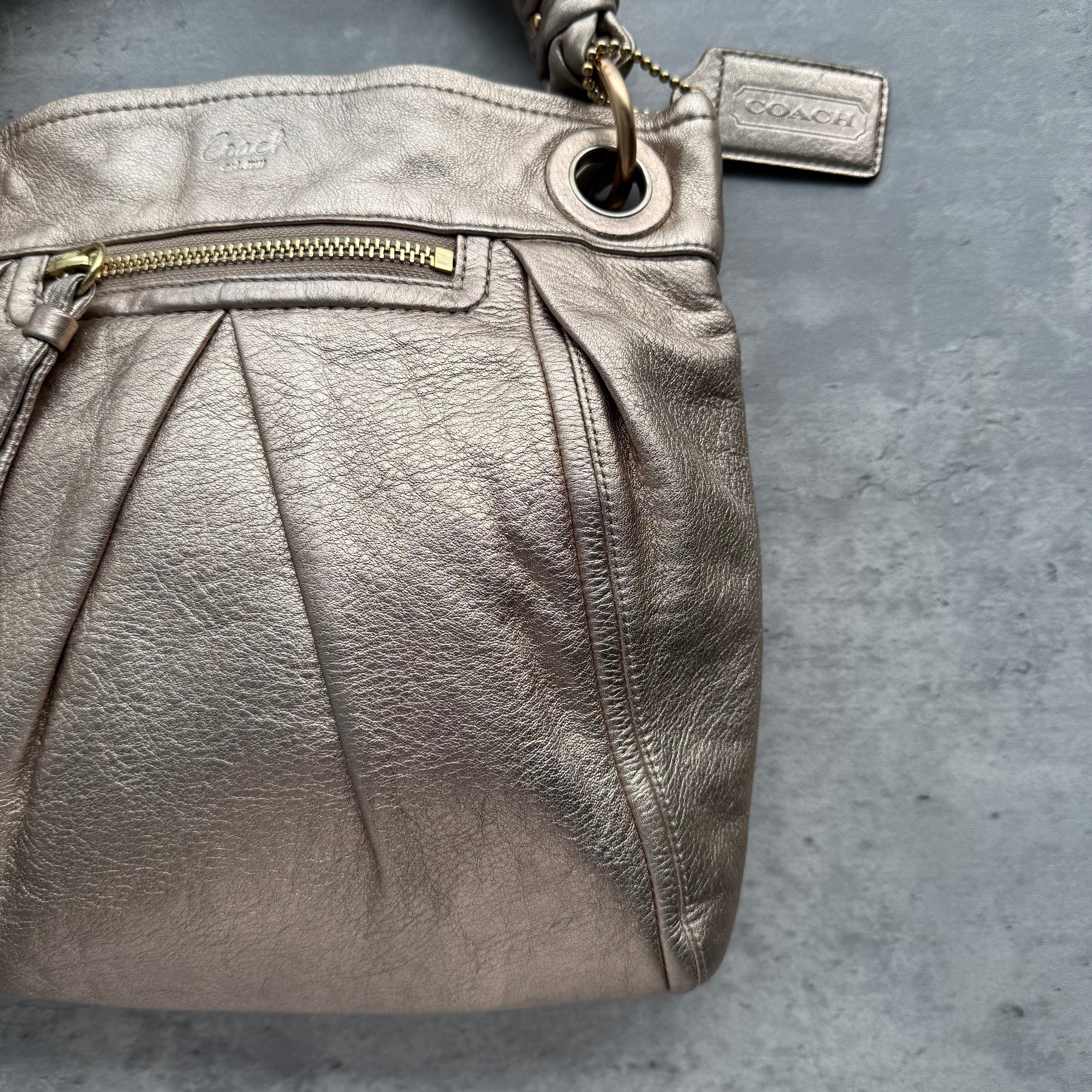 Coach 2Way Leather Parker Hobo ShoulderBag Metallic Rose Gold