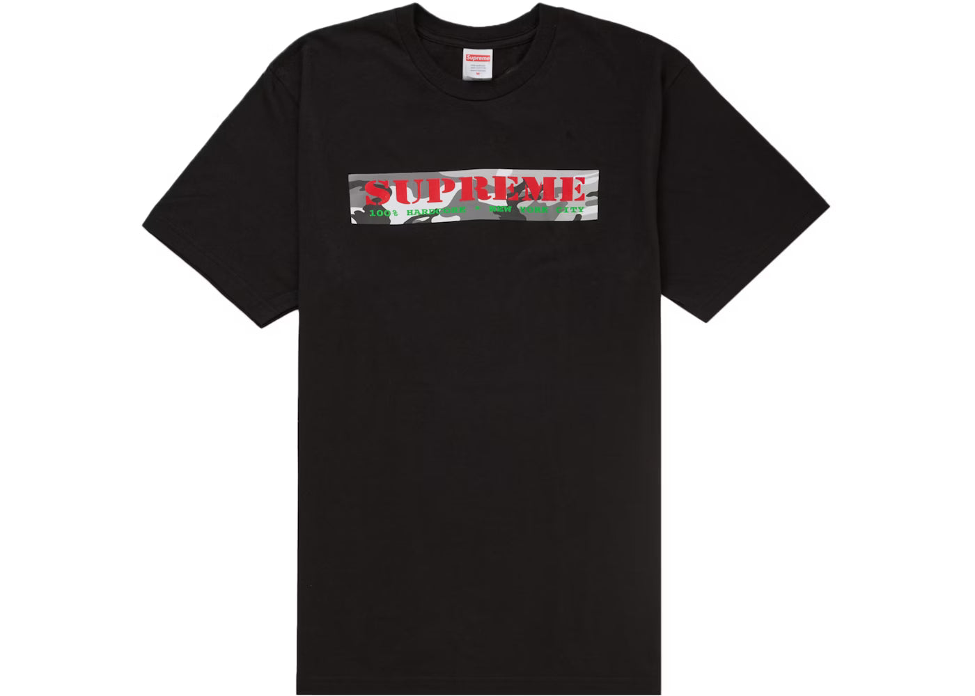 Supreme Hardcore Tee in black with a bold graphic across the chest and a minimalistic silhouette