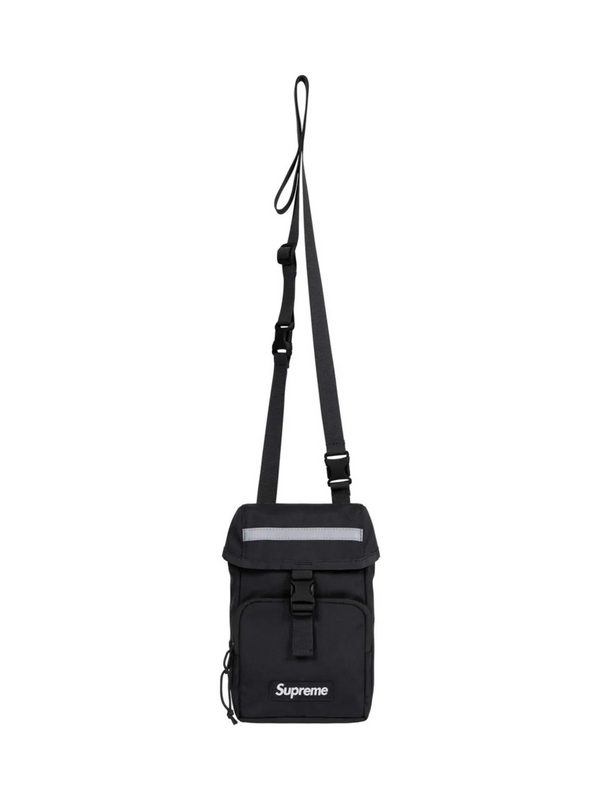 Supreme Camera Bag Black FW24 with tonal logo, Cordura nylon body, and front buckle pouch