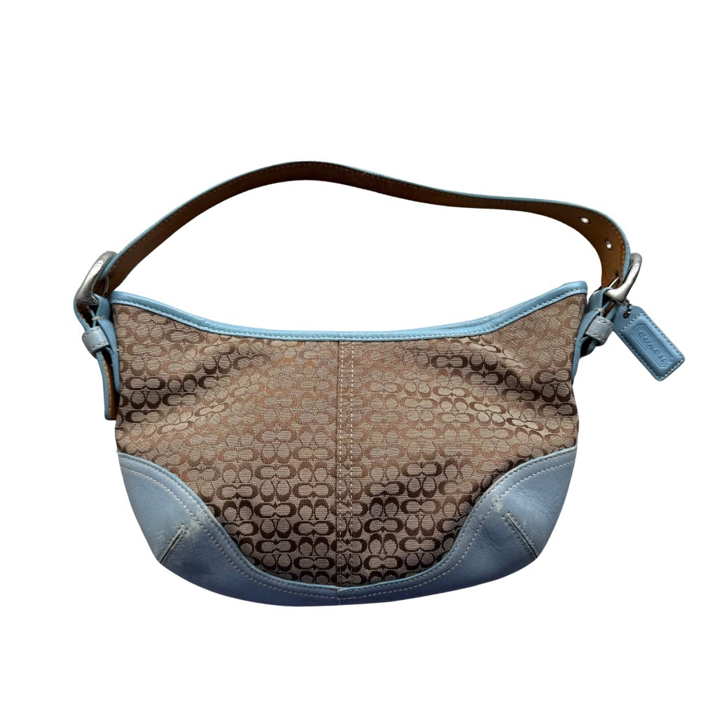 Coach Signature Mini Sufflette Shoulder Bag Beige/Blue