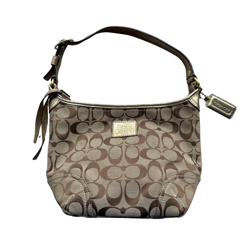 Coach Signature Sacoche Shoulder Bag Beige/Gold