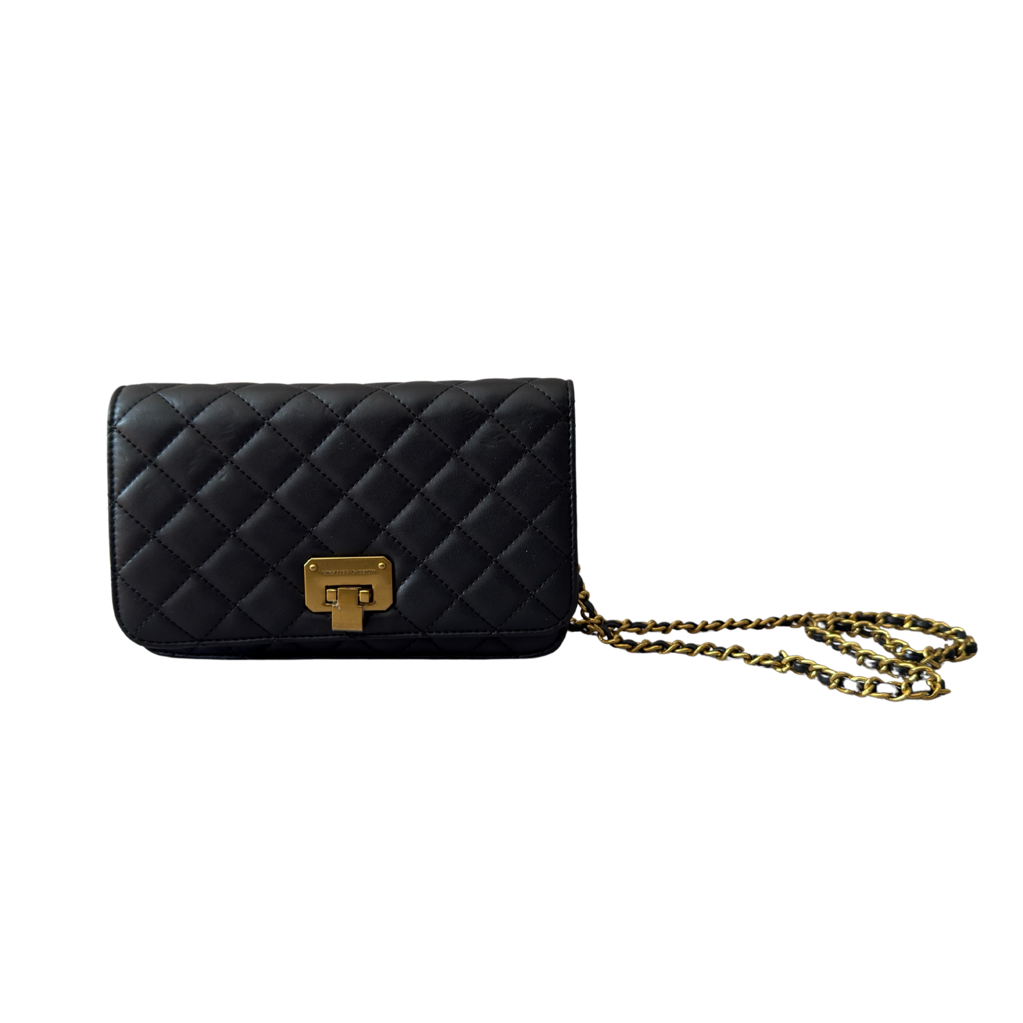 Charles & Keith Cressida Quilted Push-Lock Clutch Bag
