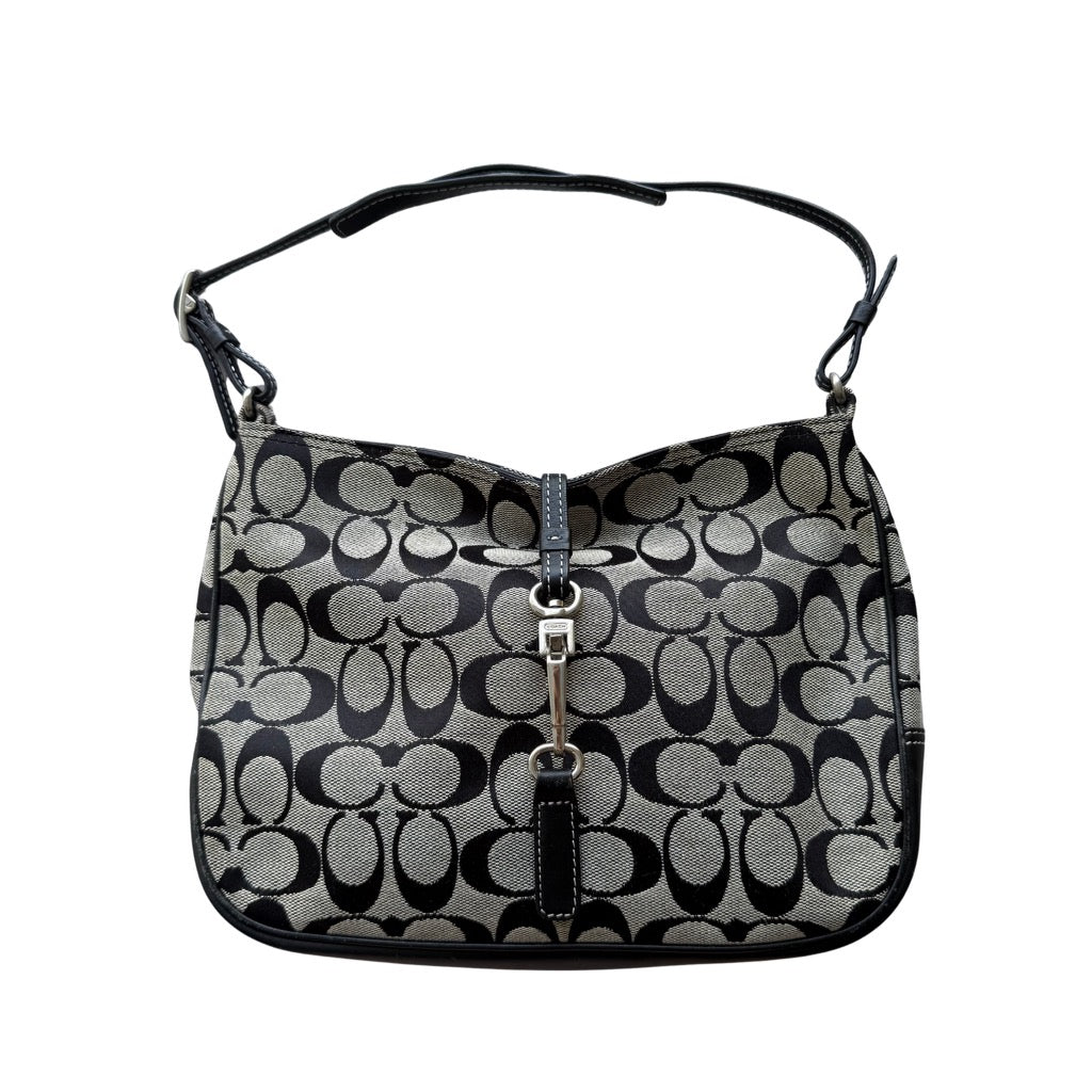 Coach Hobo Signature Clip Canvas Handbag Grey/Black