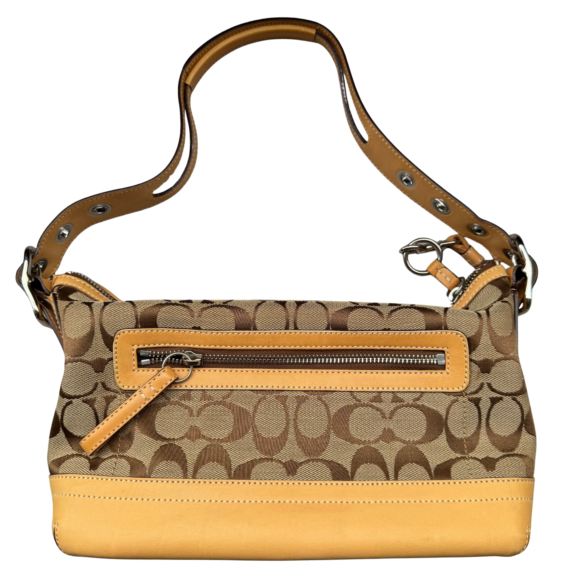 Coach Signature East West Shoulder Bag Beige