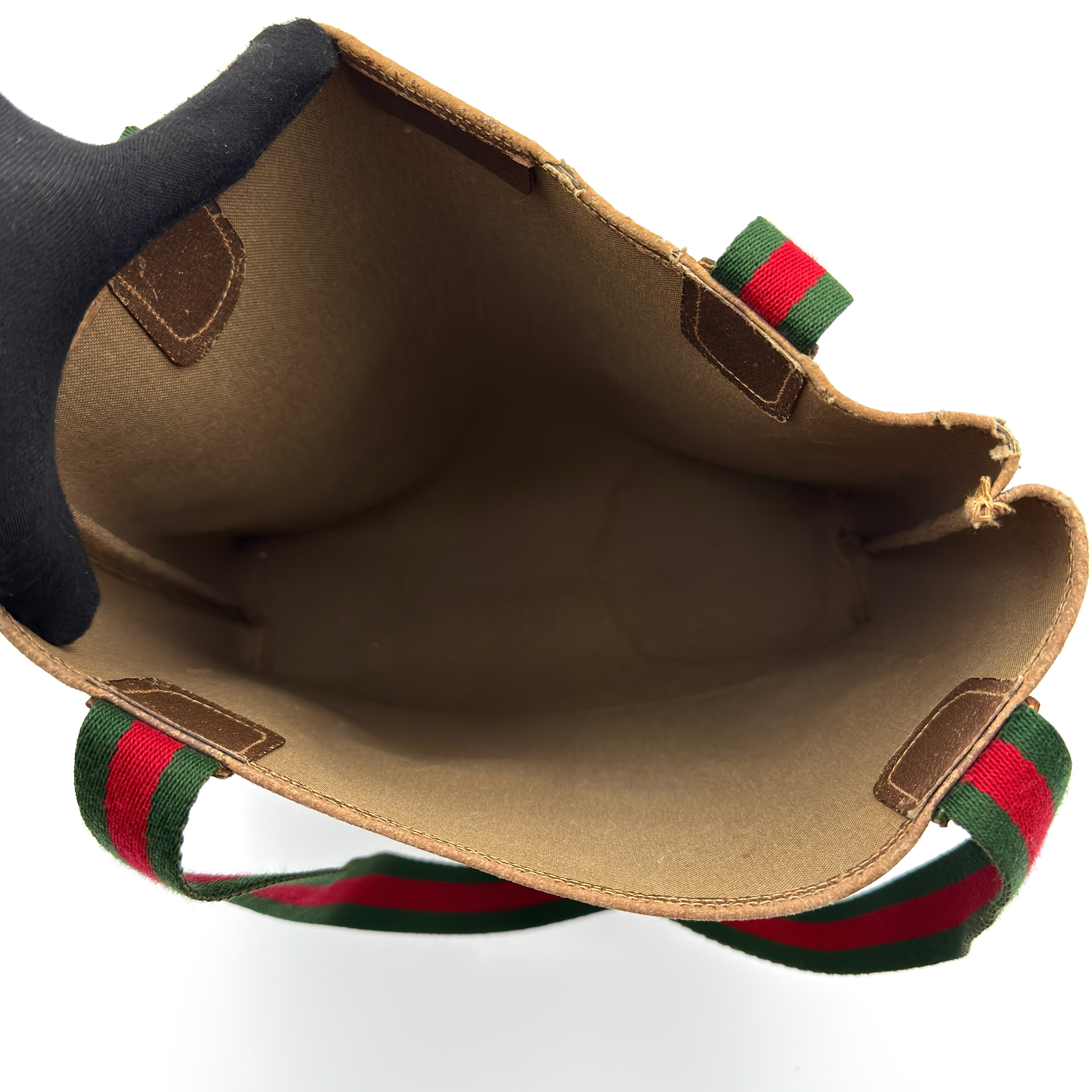 Gucci GG Monogram Supreme Web Sherry Line Tote Bag Beige