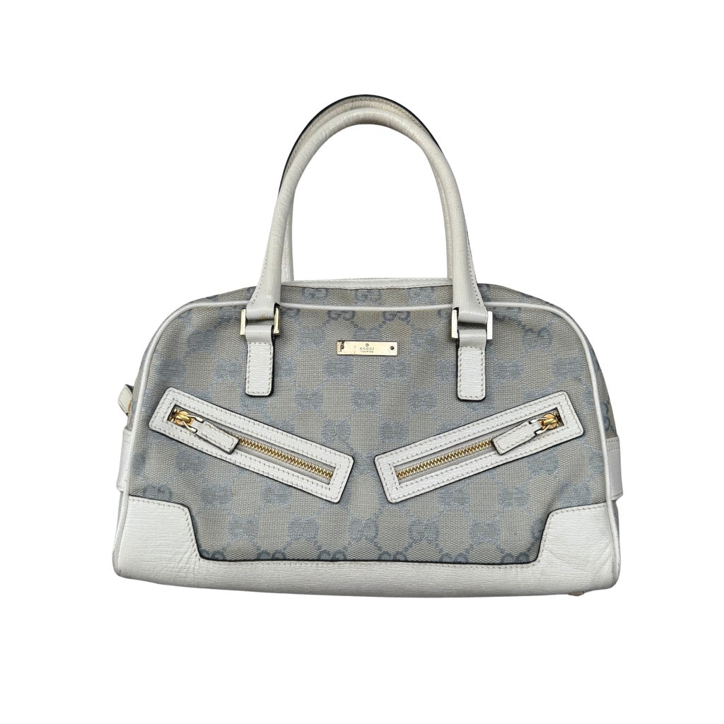 Gucci GG Monogram Boston Bowler ShoulderBag Light Blue/White
