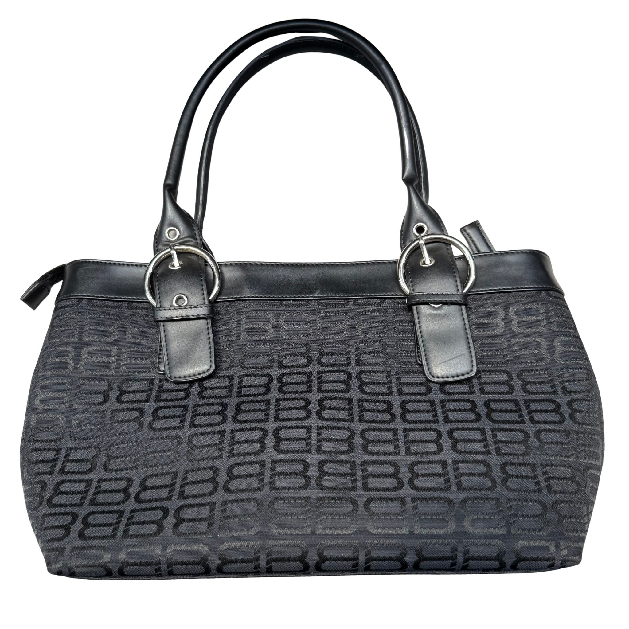 Balenciaga BB Logo Canvas Handbag Black