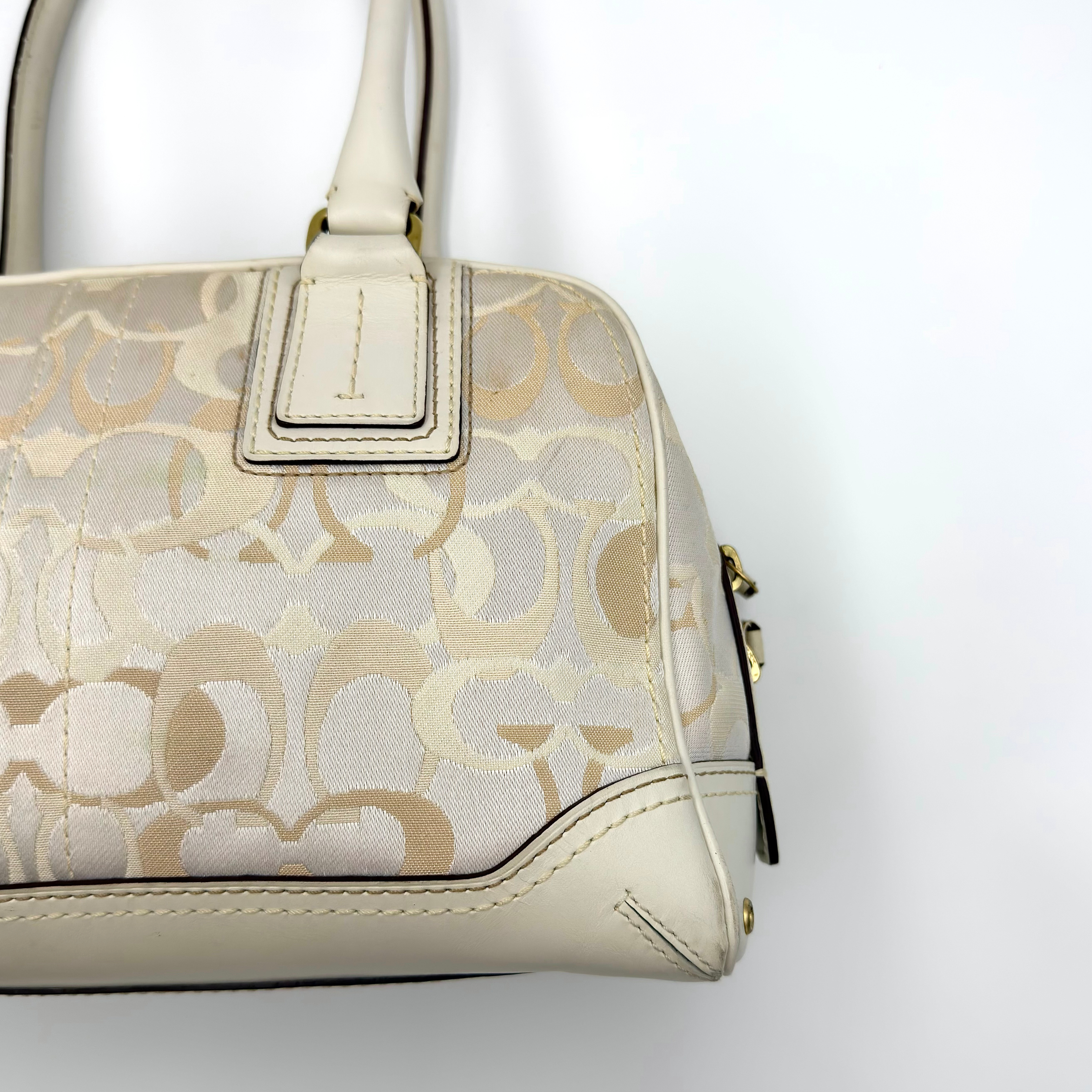 Coach Signature Canvas Satchel Handbag White