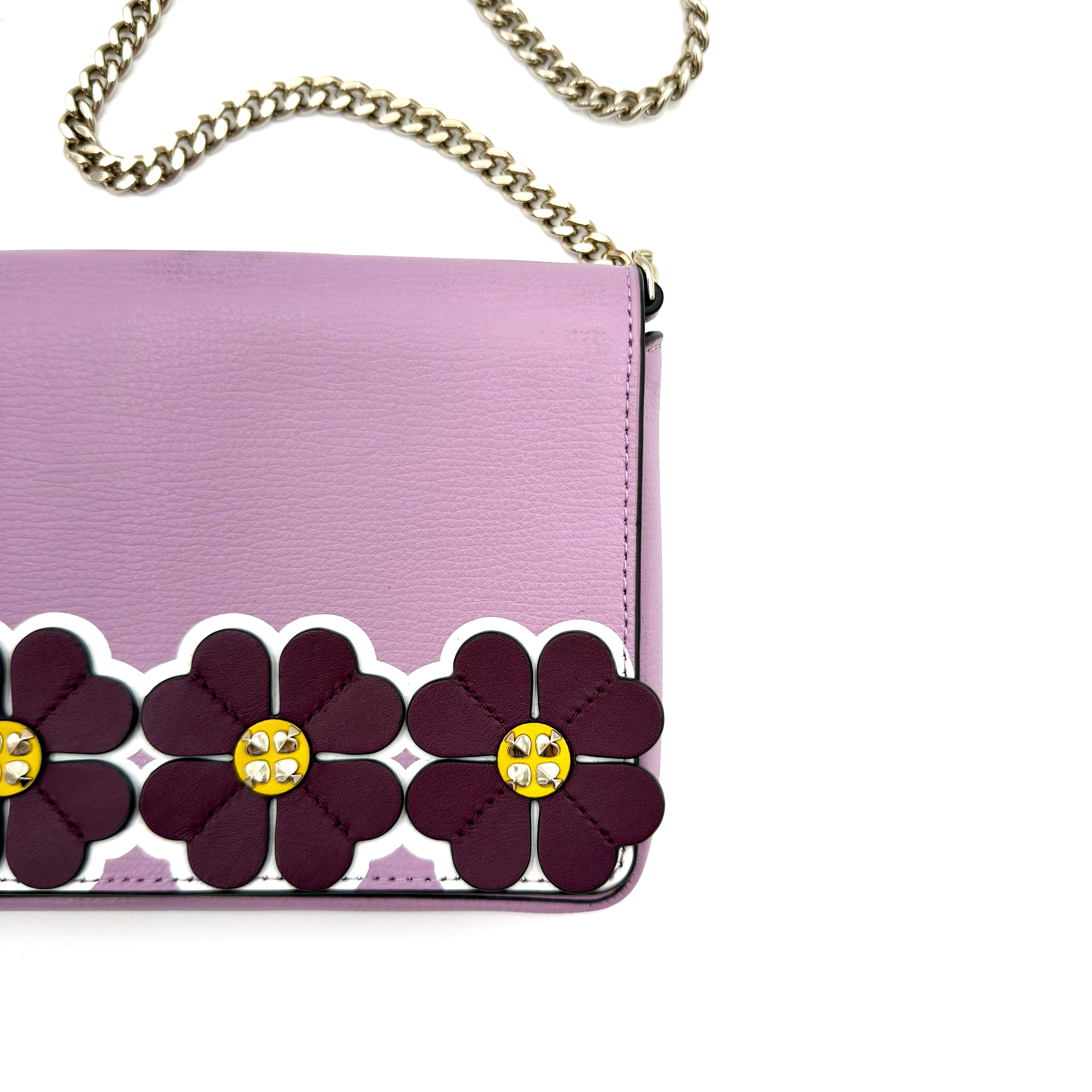 Kate Spade Sylvia Graphic Clover Appliqué Crossbody Bag Purple