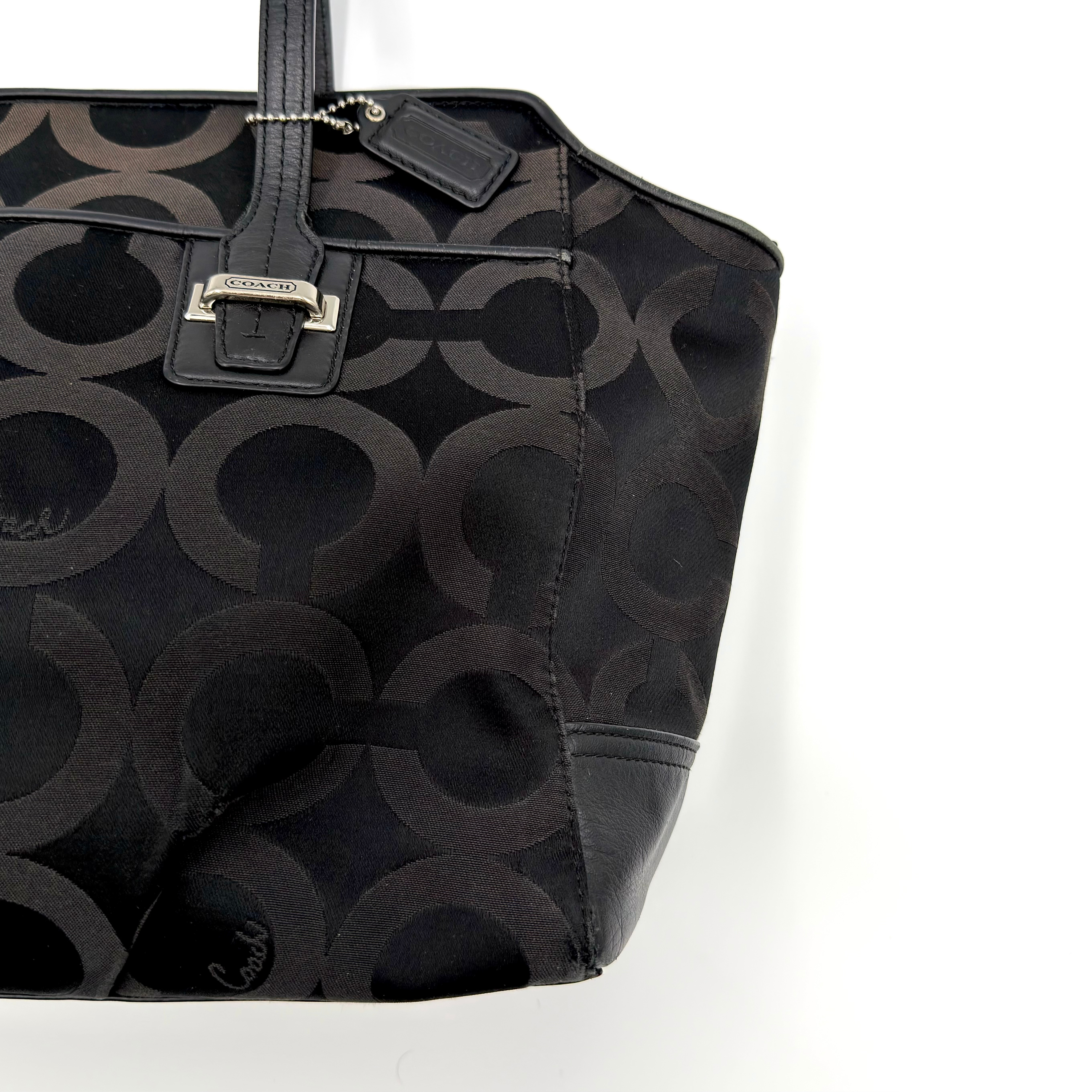 Coach Taylor OP Art Alexis Carryall Tote Bag Black
