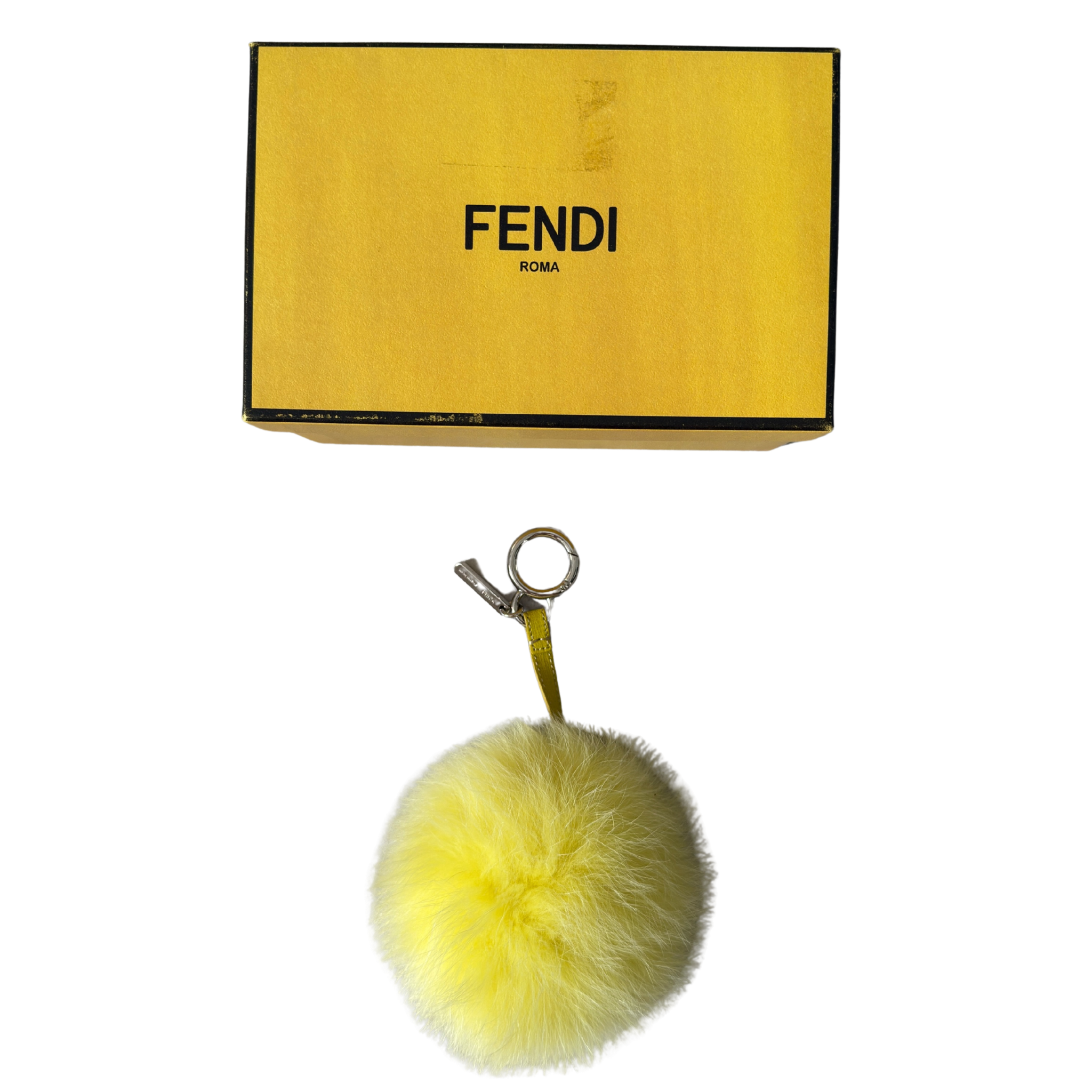 Fendi Yellow Fur Bag Charm Vintage