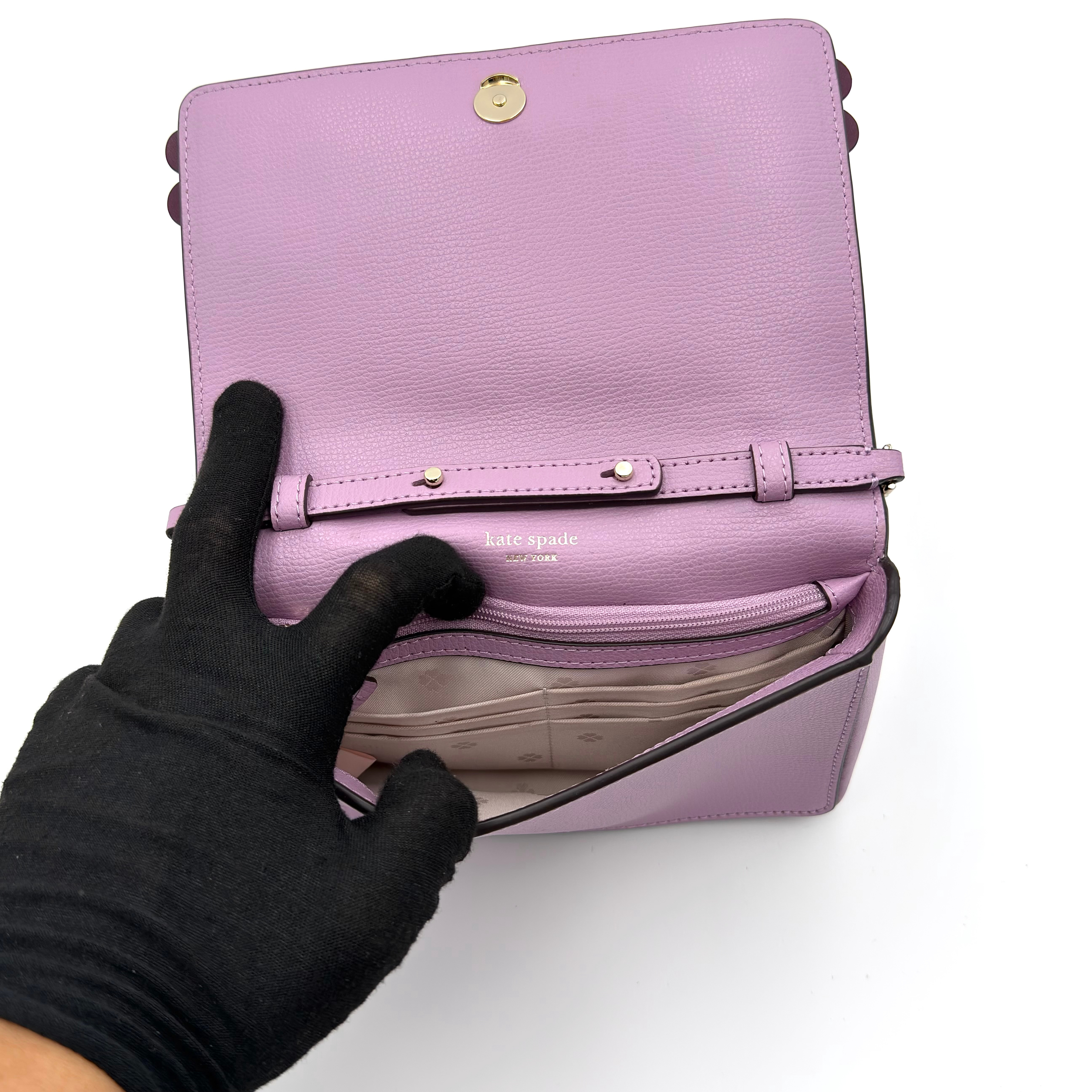 Kate Spade Sylvia Graphic Clover Appliqué Crossbody Bag Purple