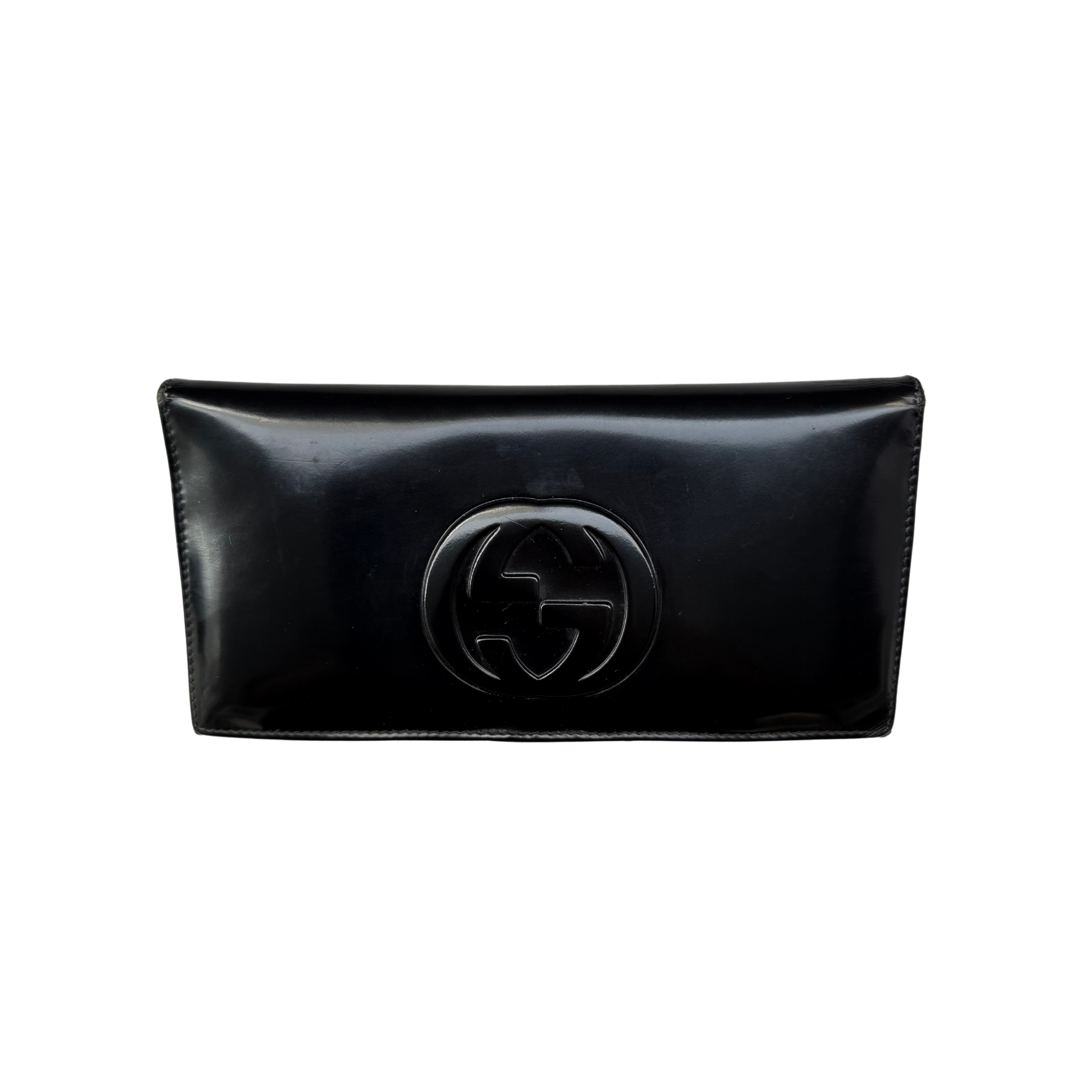 Gucci Interlocking Bifold Patent Leather Wallet Black