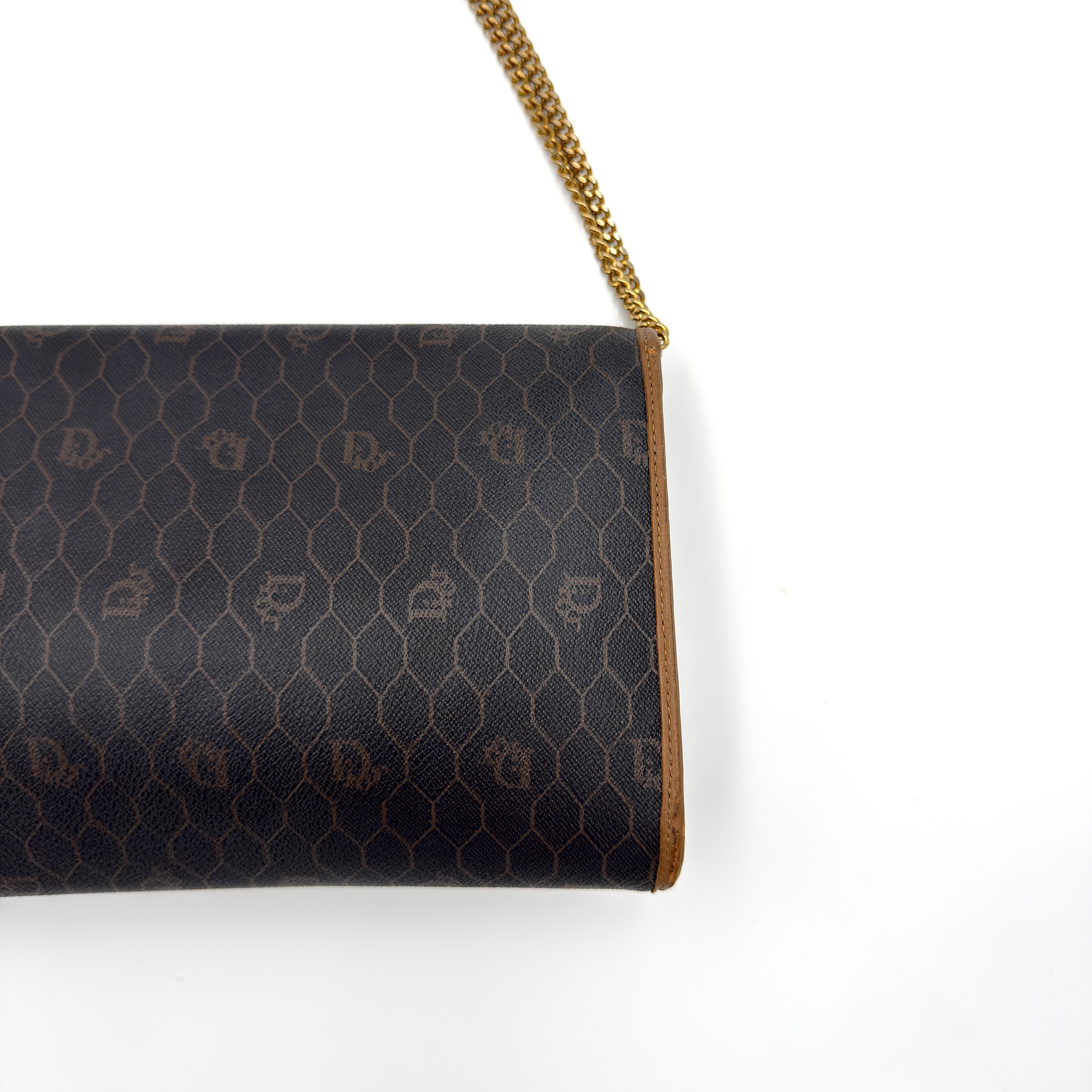 Dior Honeycomb Canvas Chain Shoulder Bag Brown