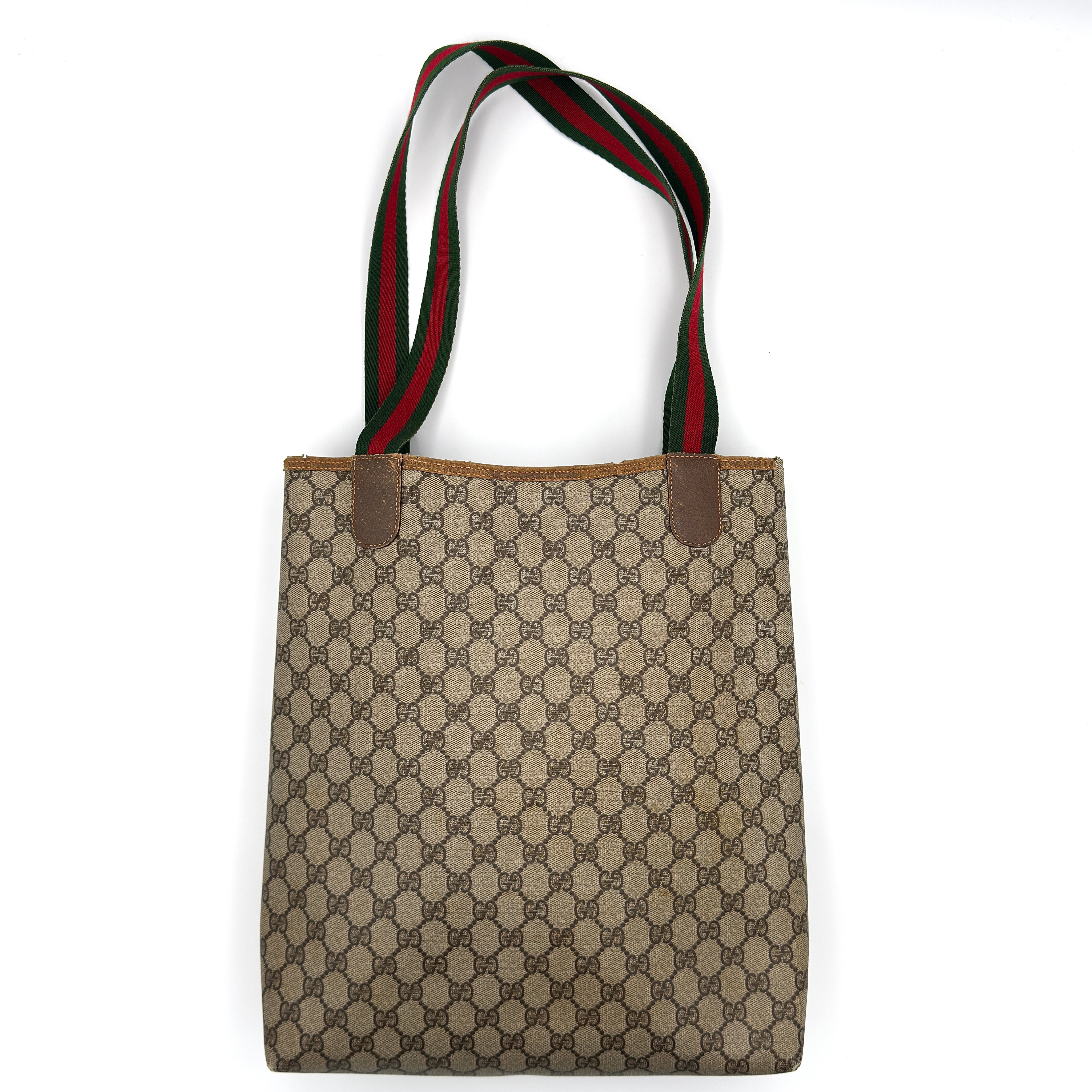 Gucci GG Monogram Supreme Web Sherry Line Tote Bag Beige