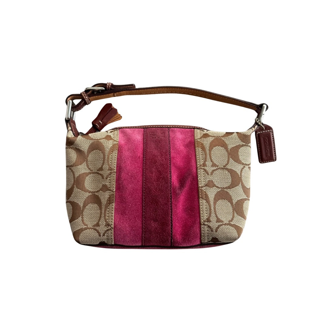 Coach Signature Stripe Mini Hobo ShoulderBag Beige/Pink