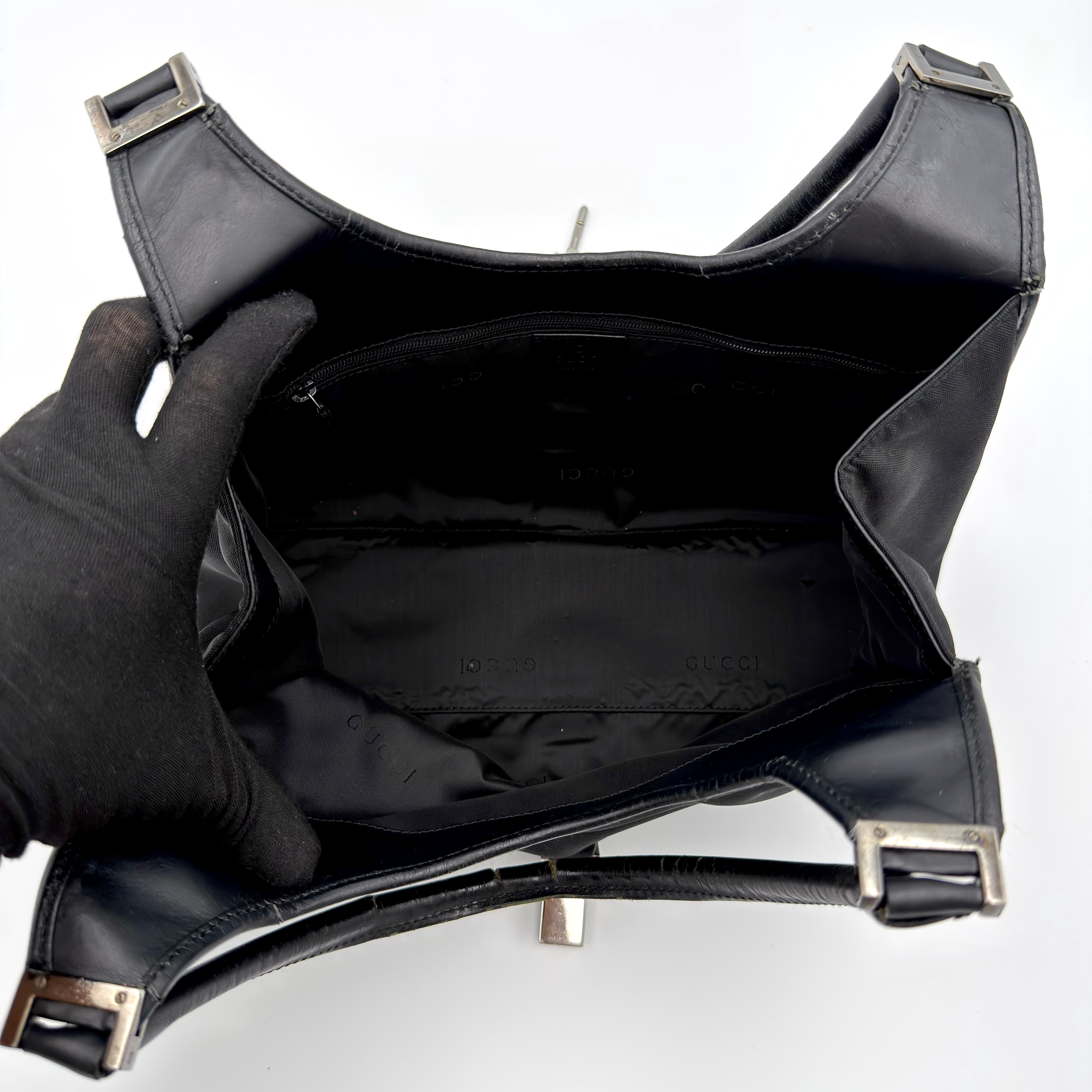 Gucci Jackie Bardot Hobo Shoulder Bag Black