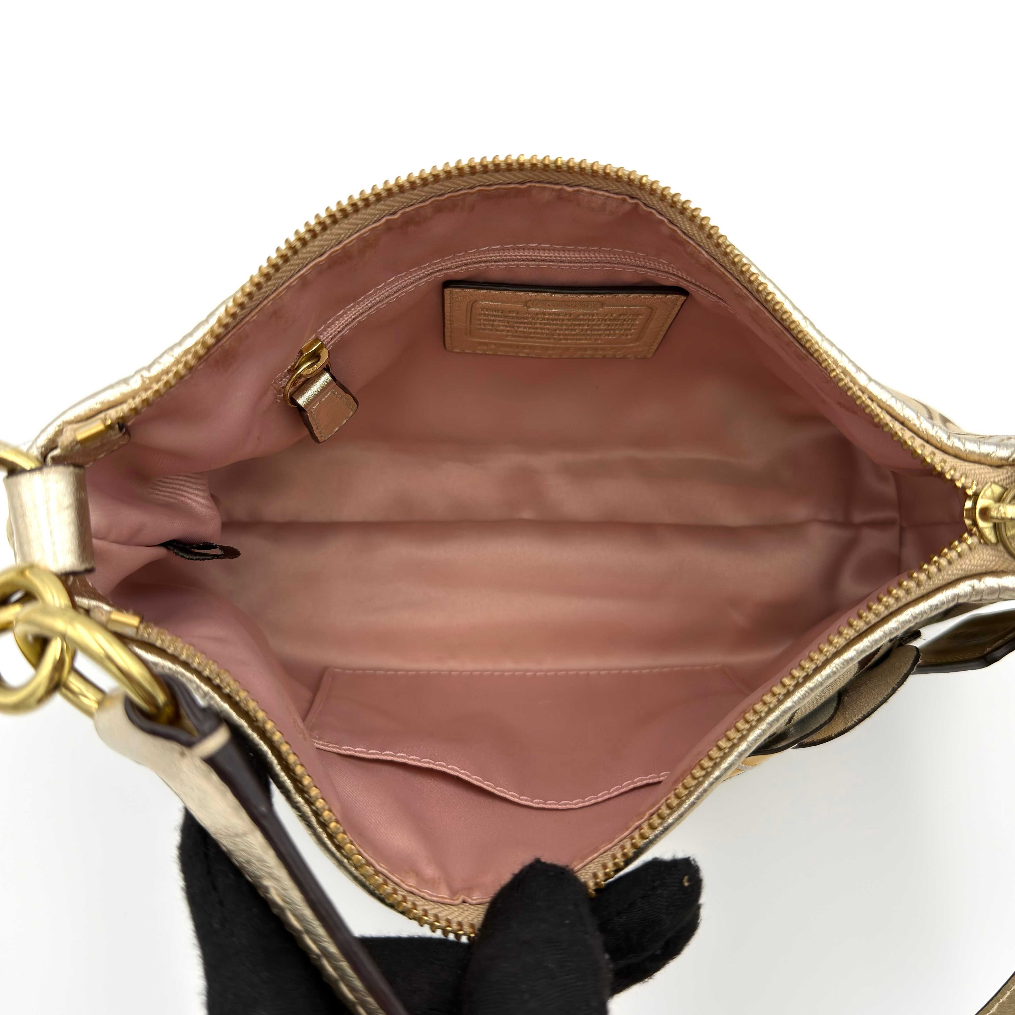 Coach 2Way Signature Floral Shoulder Bag Beige